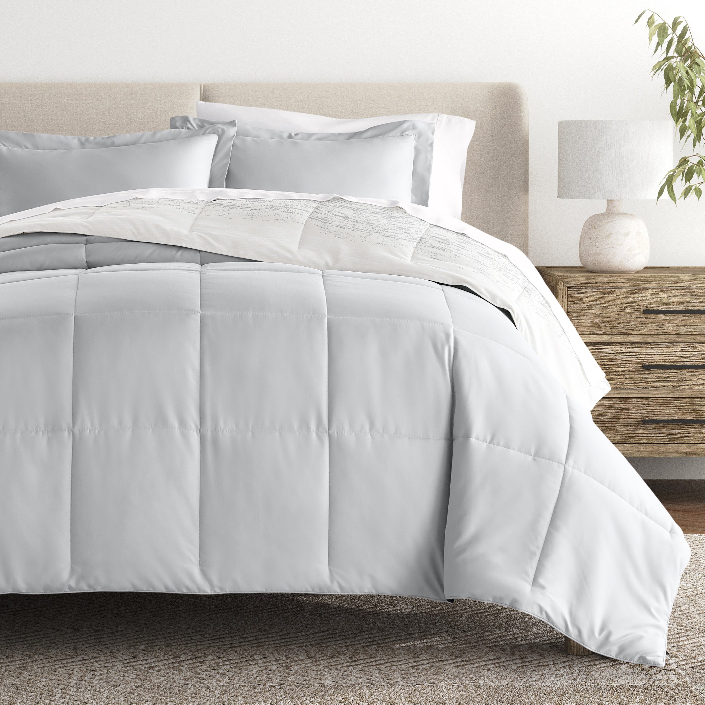 Ombre Reversible Patterned Down-Alternative Comforter Set