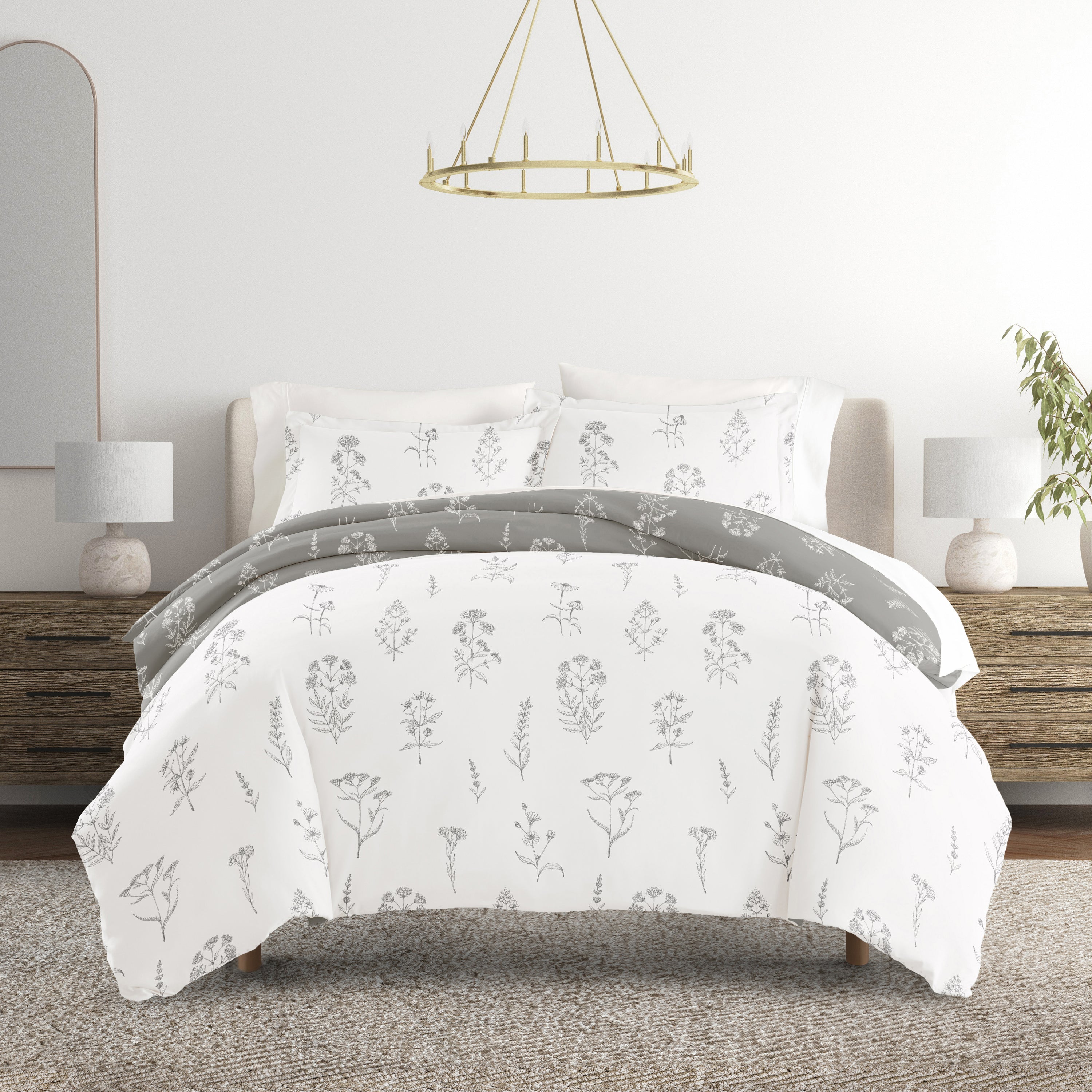 Botany Floral Patterned Reversible Duvet Cover Set