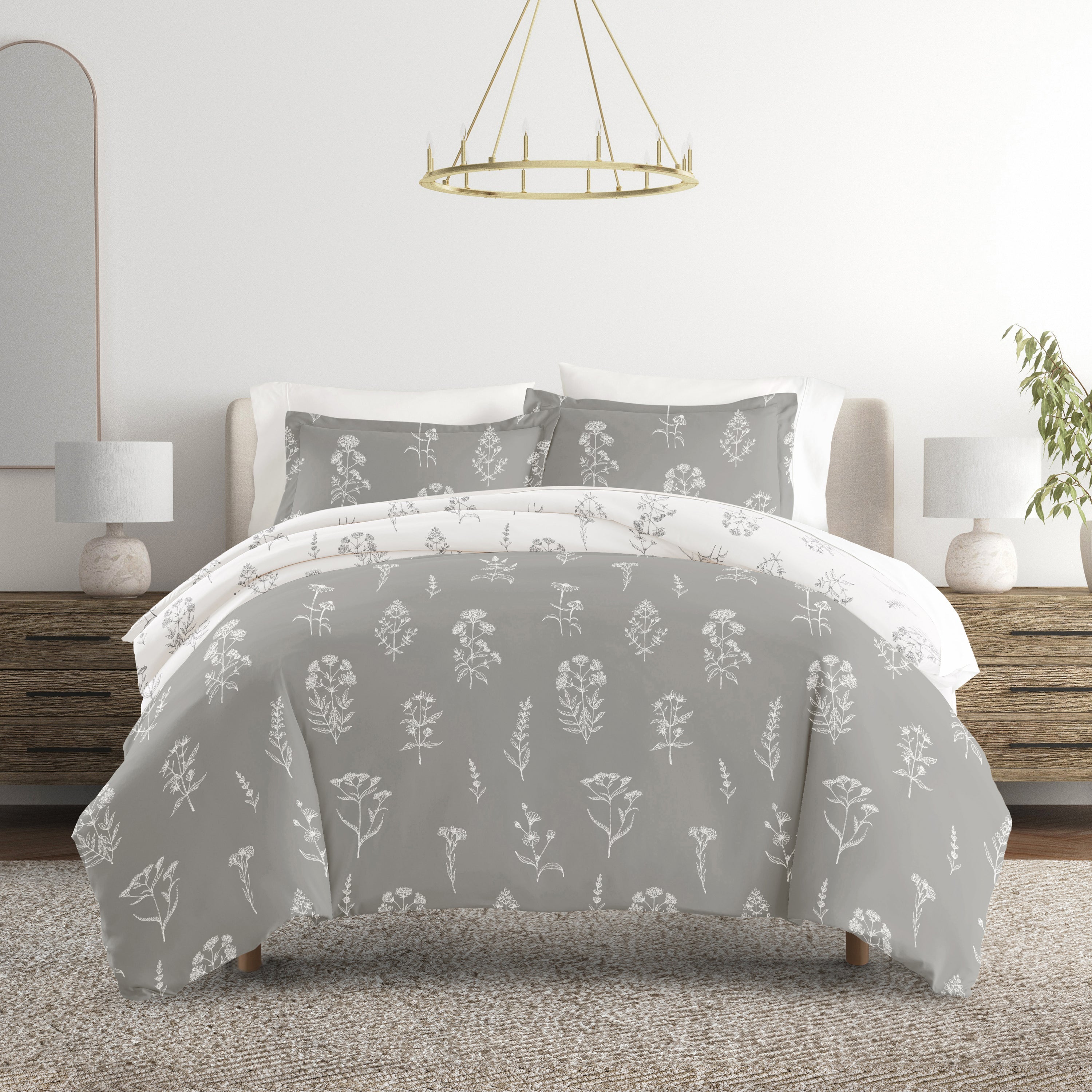 Botany Floral Patterned Reversible Duvet Cover Set