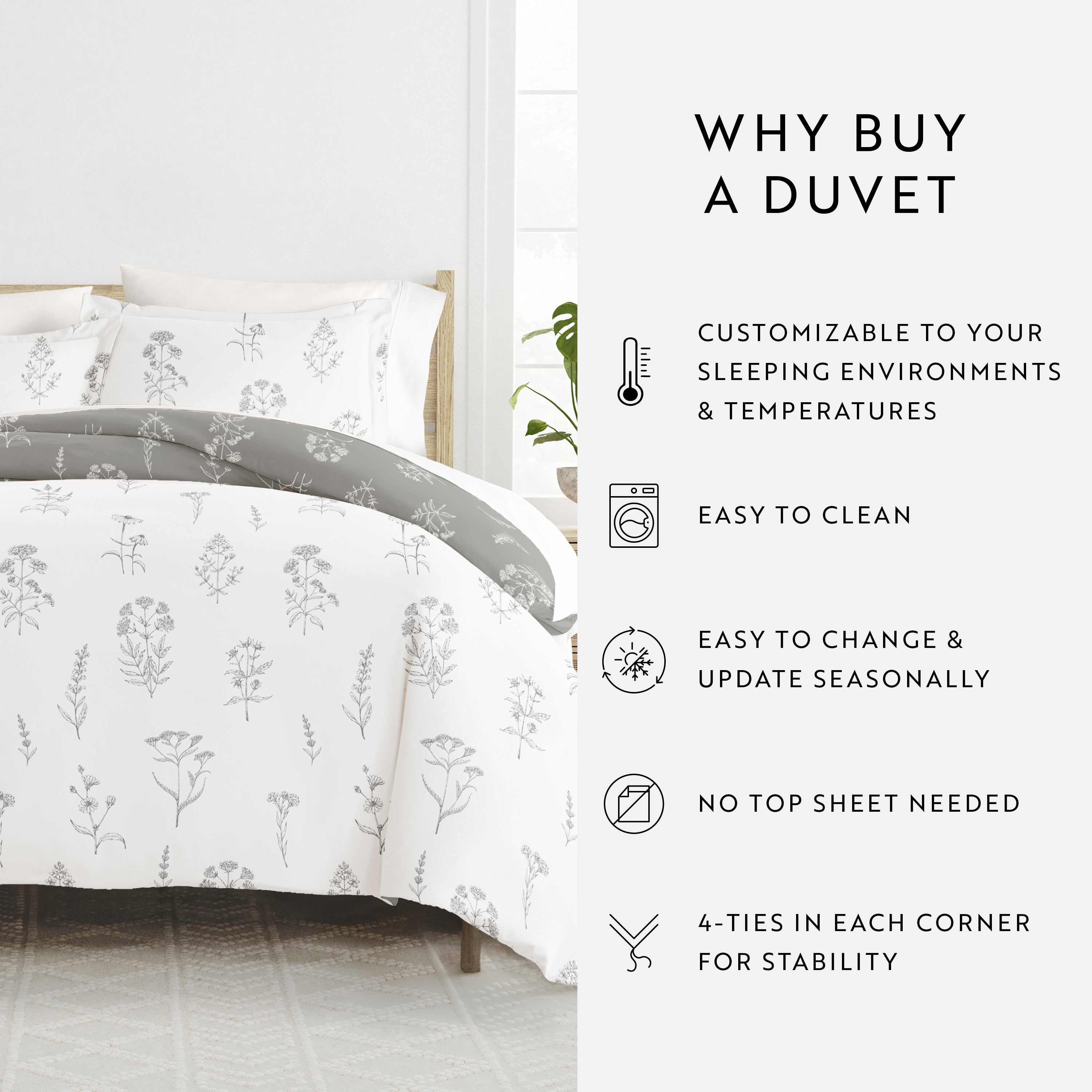 Botany Floral Patterned Reversible Duvet Cover Set