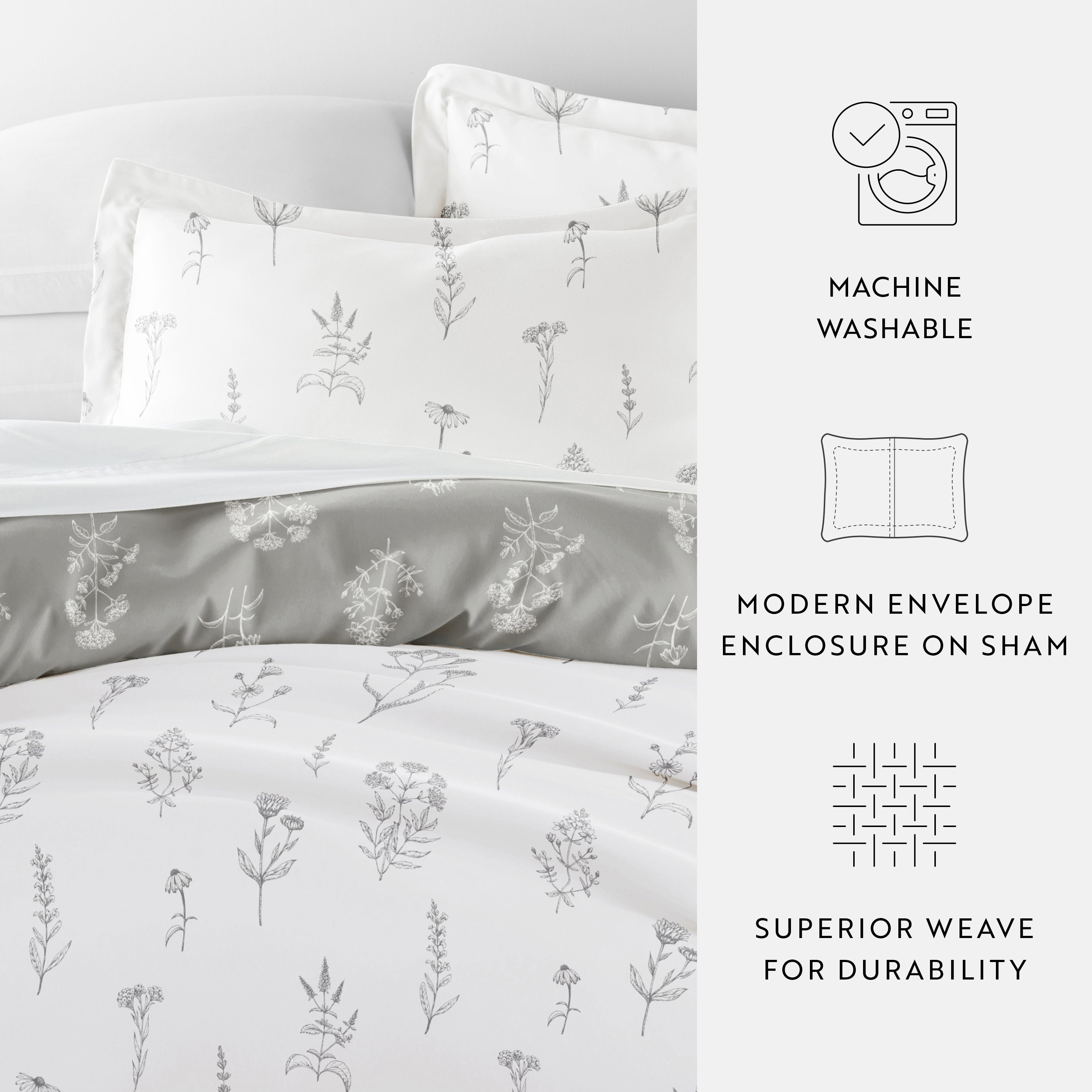 Botany Floral Patterned Reversible Duvet Cover Set