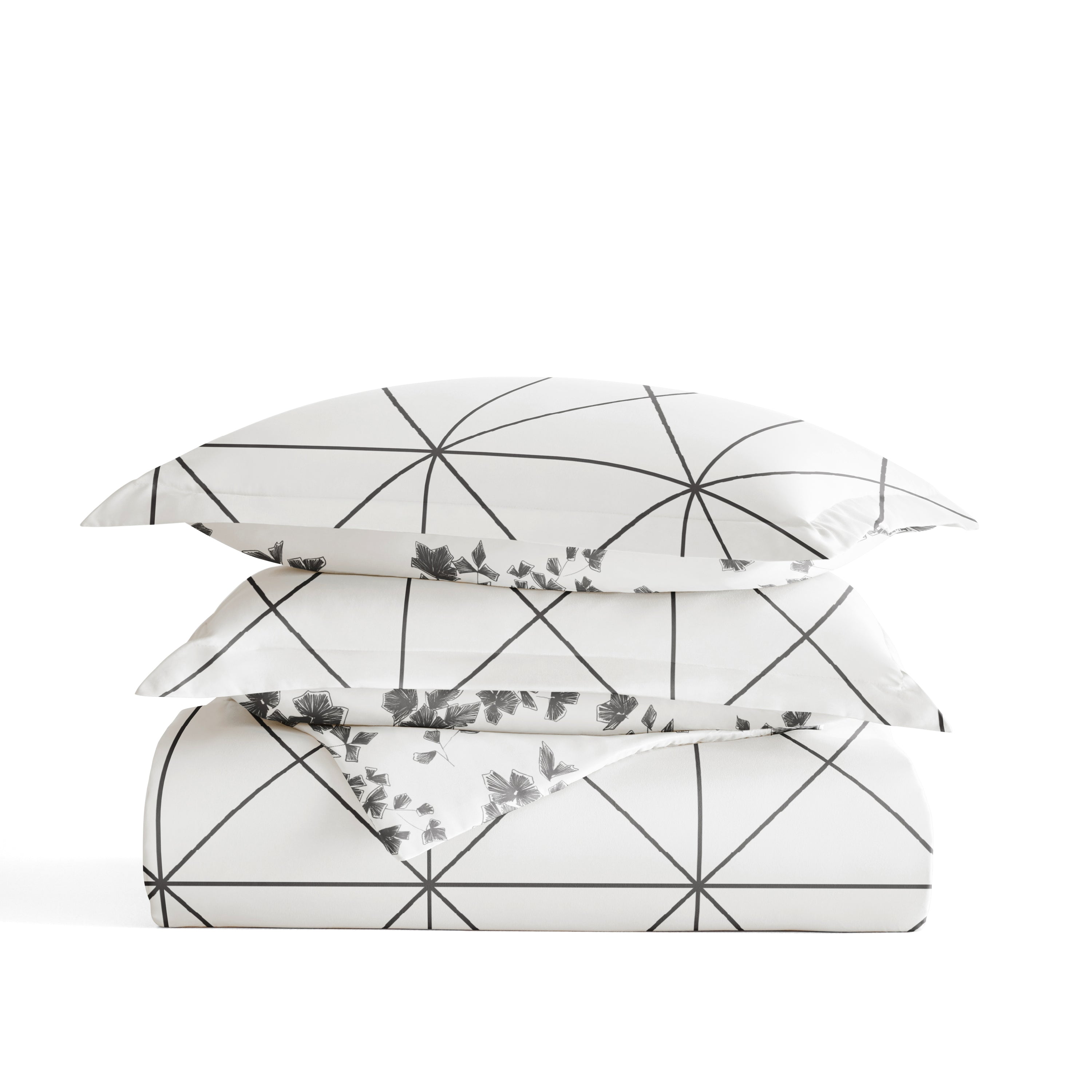 Edgy Flowers Patterned Reversible Duvet Cover Set