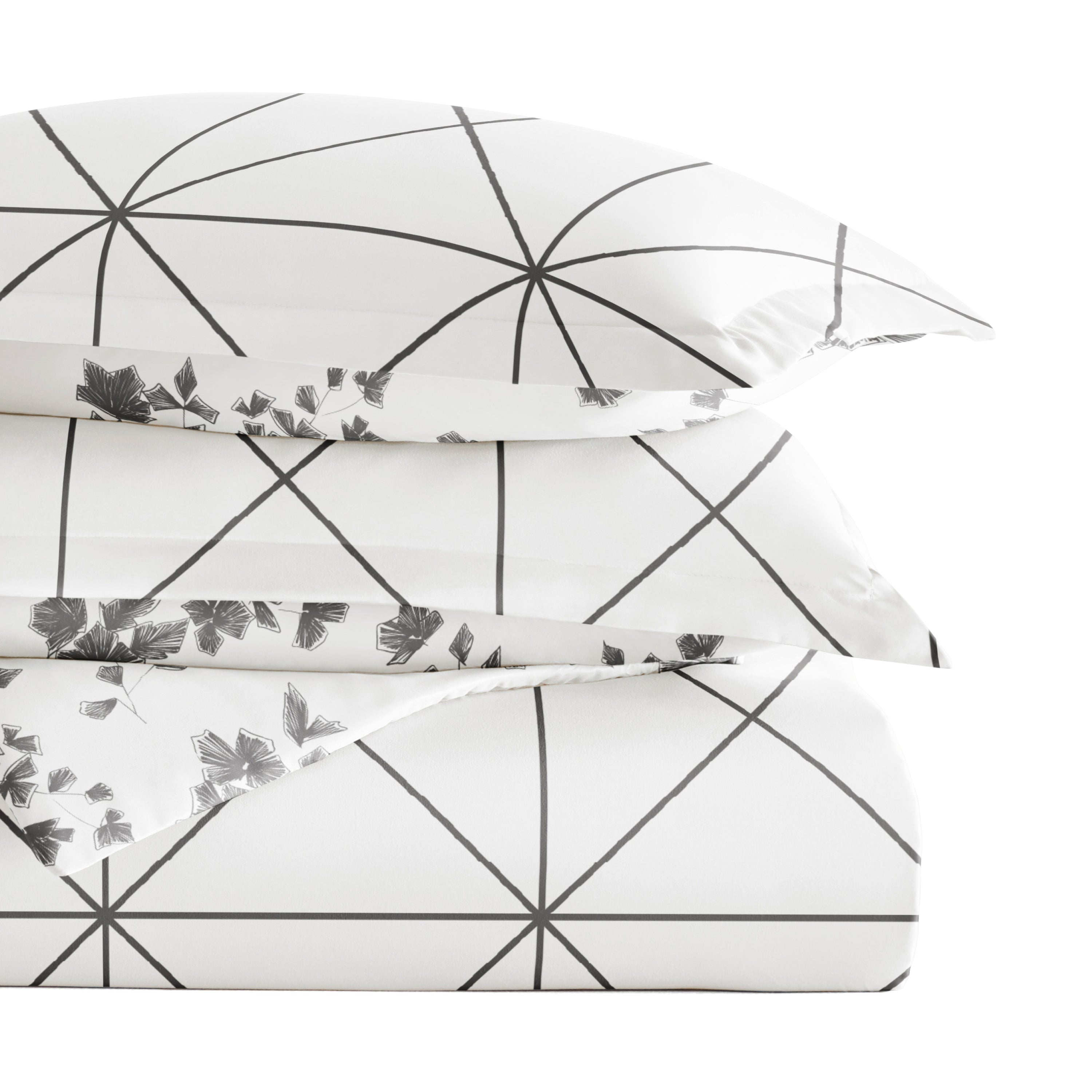 Edgy Flowers Patterned Reversible Duvet Cover Set