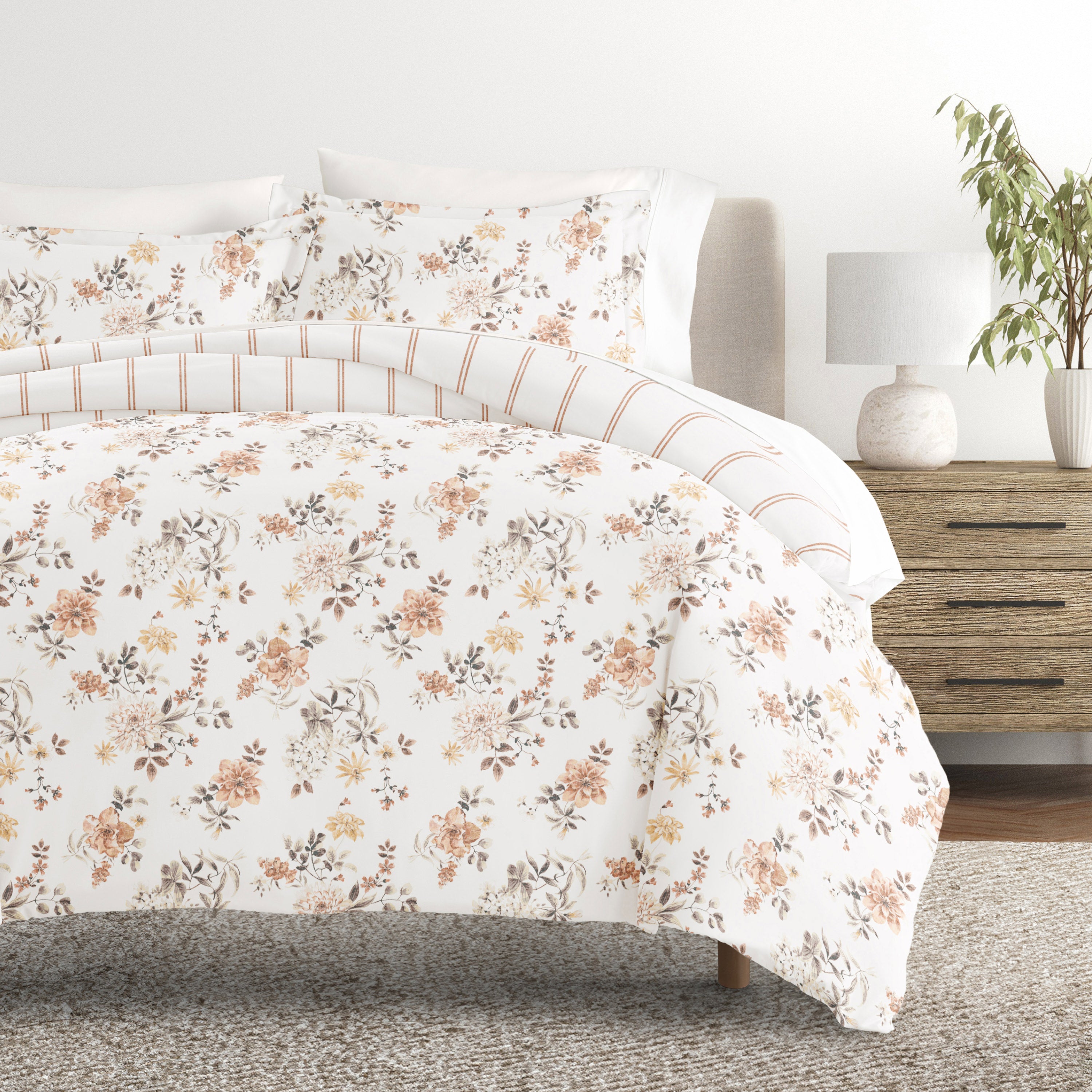 Sunset Garden Patterned Reversible Duvet Cover Set