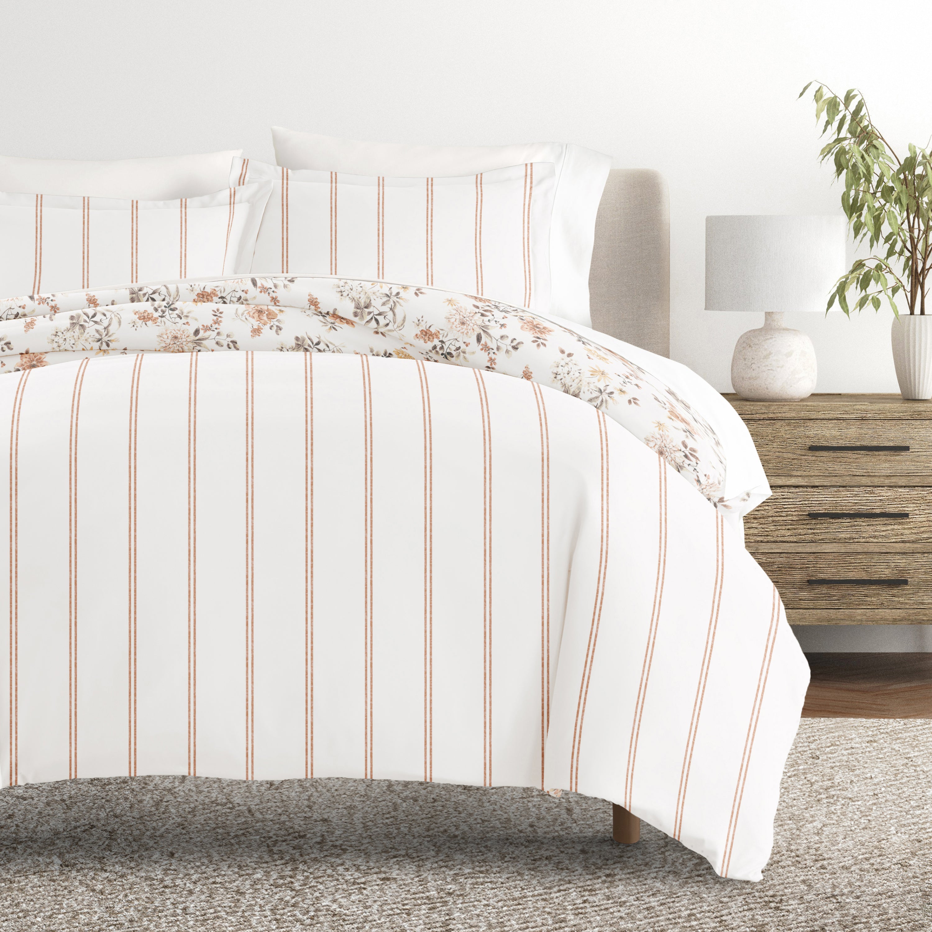 Sunset Garden Patterned Reversible Duvet Cover Set