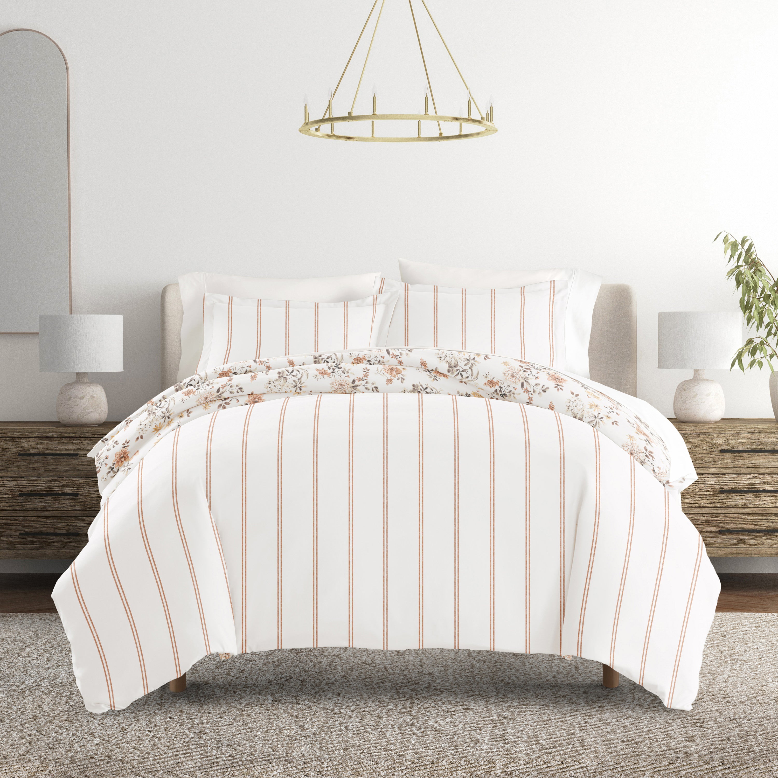 Sunset Garden Patterned Reversible Duvet Cover Set