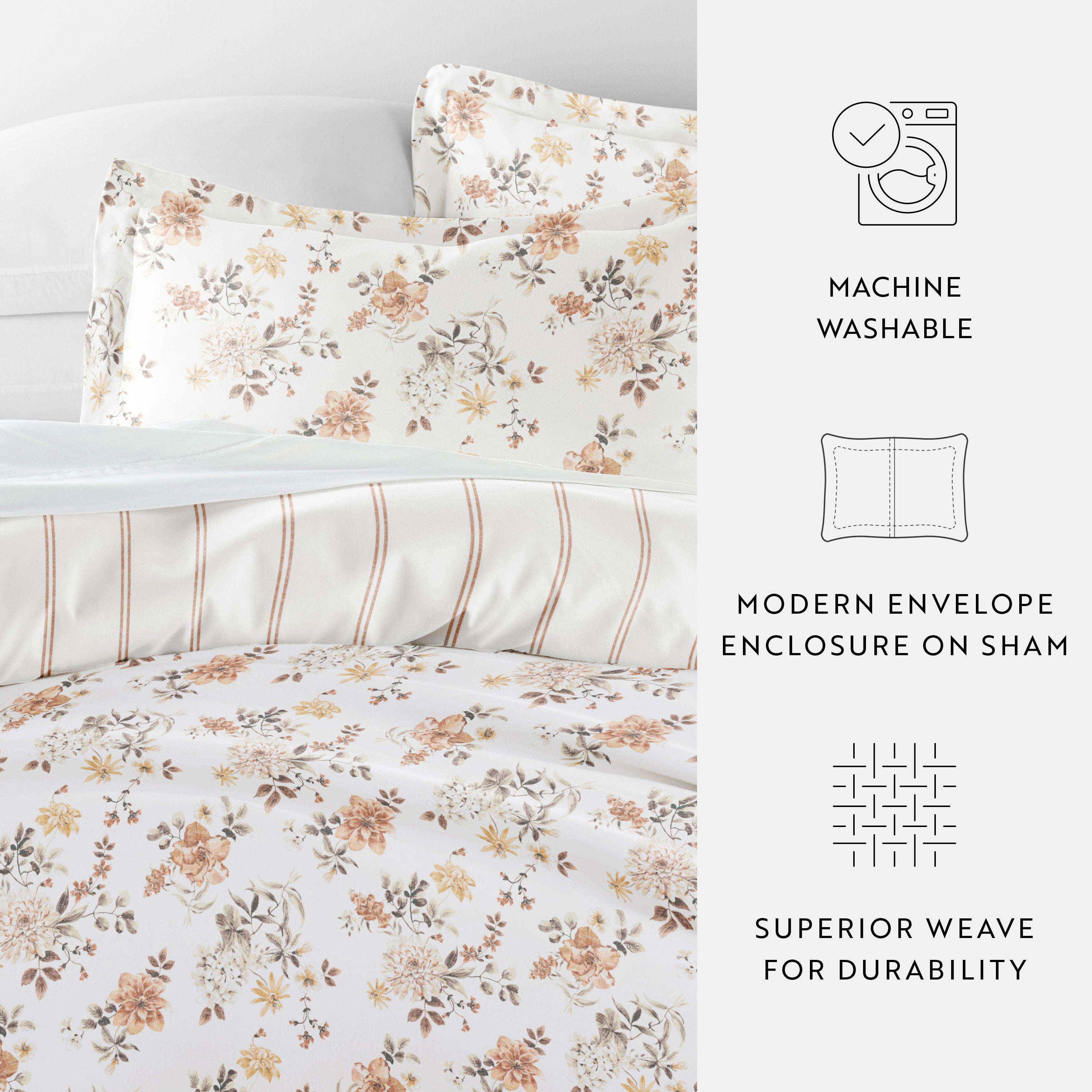 Sunset Garden Patterned Reversible Duvet Cover Set
