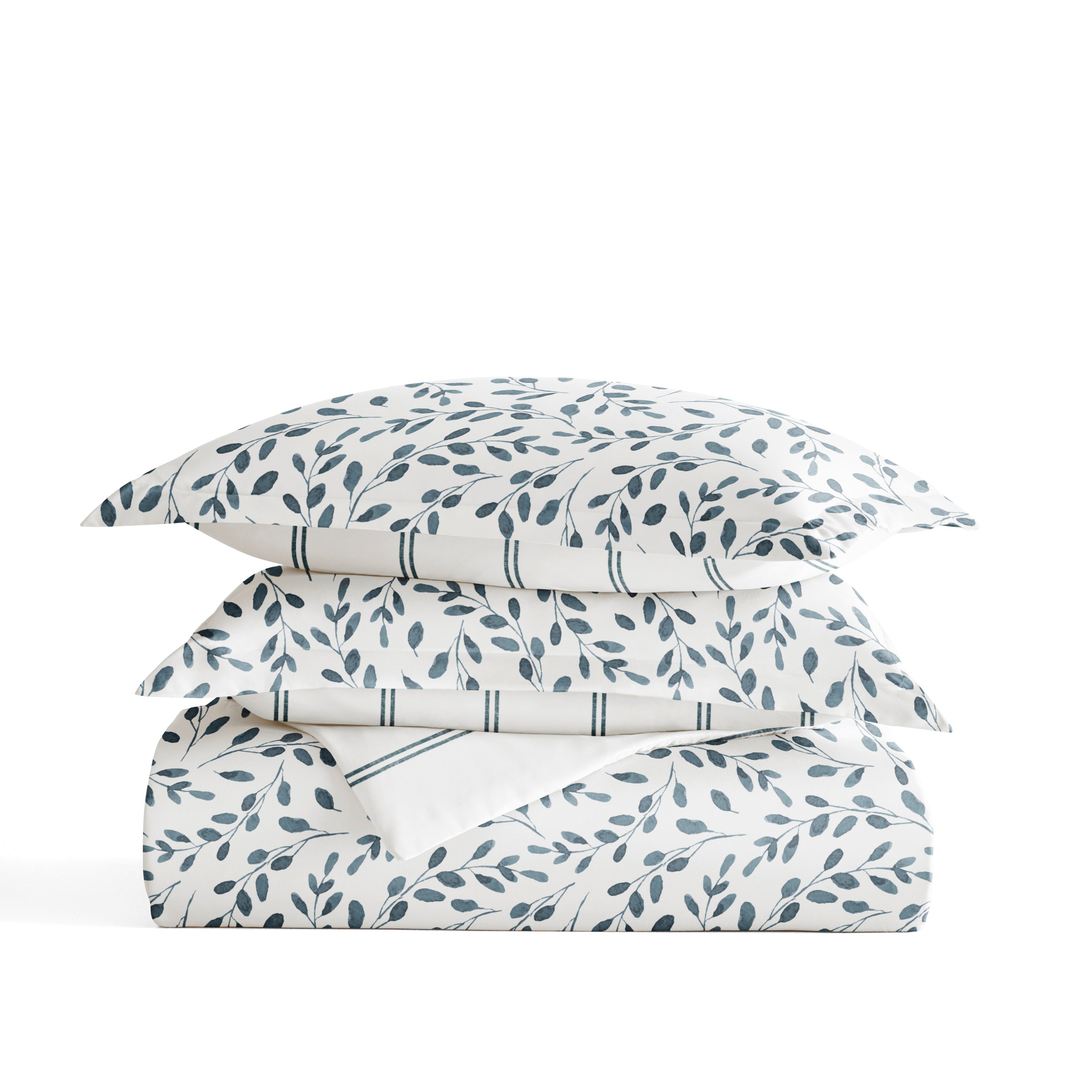 Watercolor Vines Patterned Reversible Duvet Cover Set