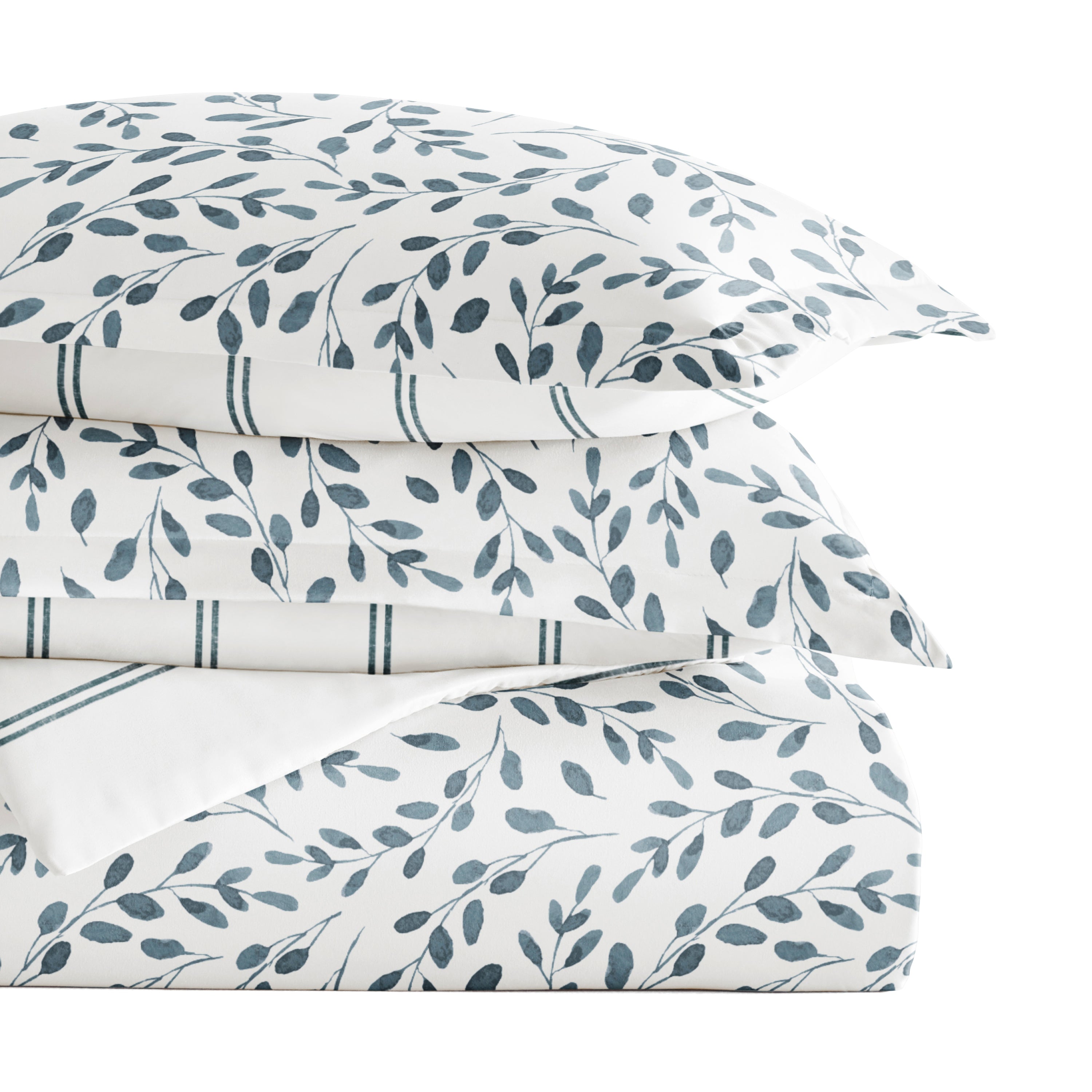 Watercolor Vines Patterned Reversible Duvet Cover Set
