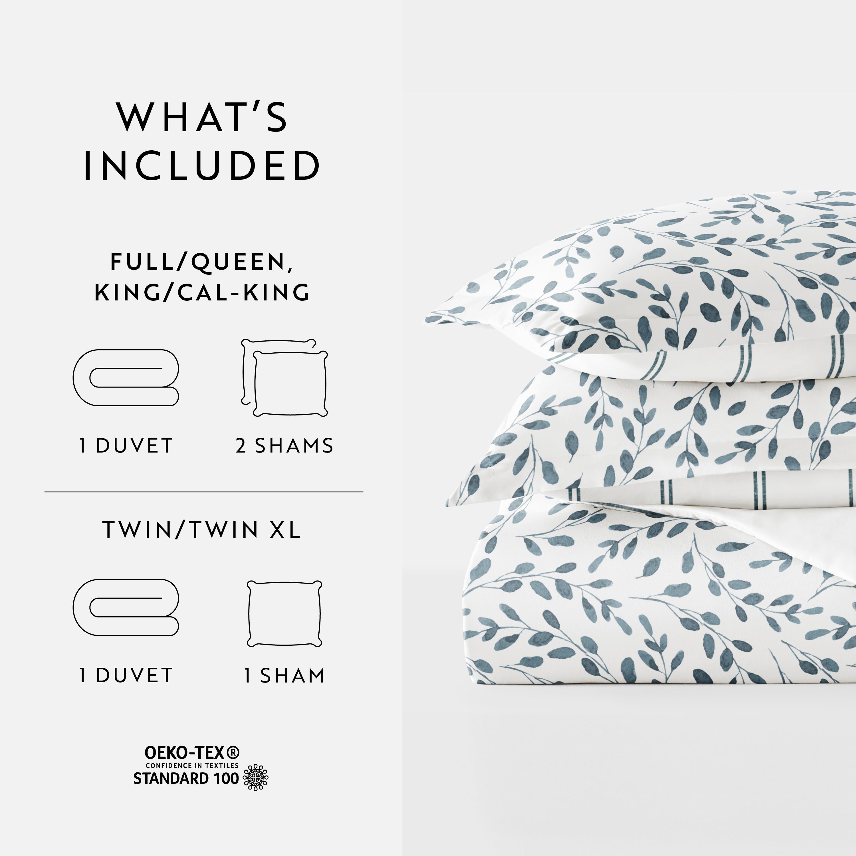 Watercolor Vines Patterned Reversible Duvet Cover Set