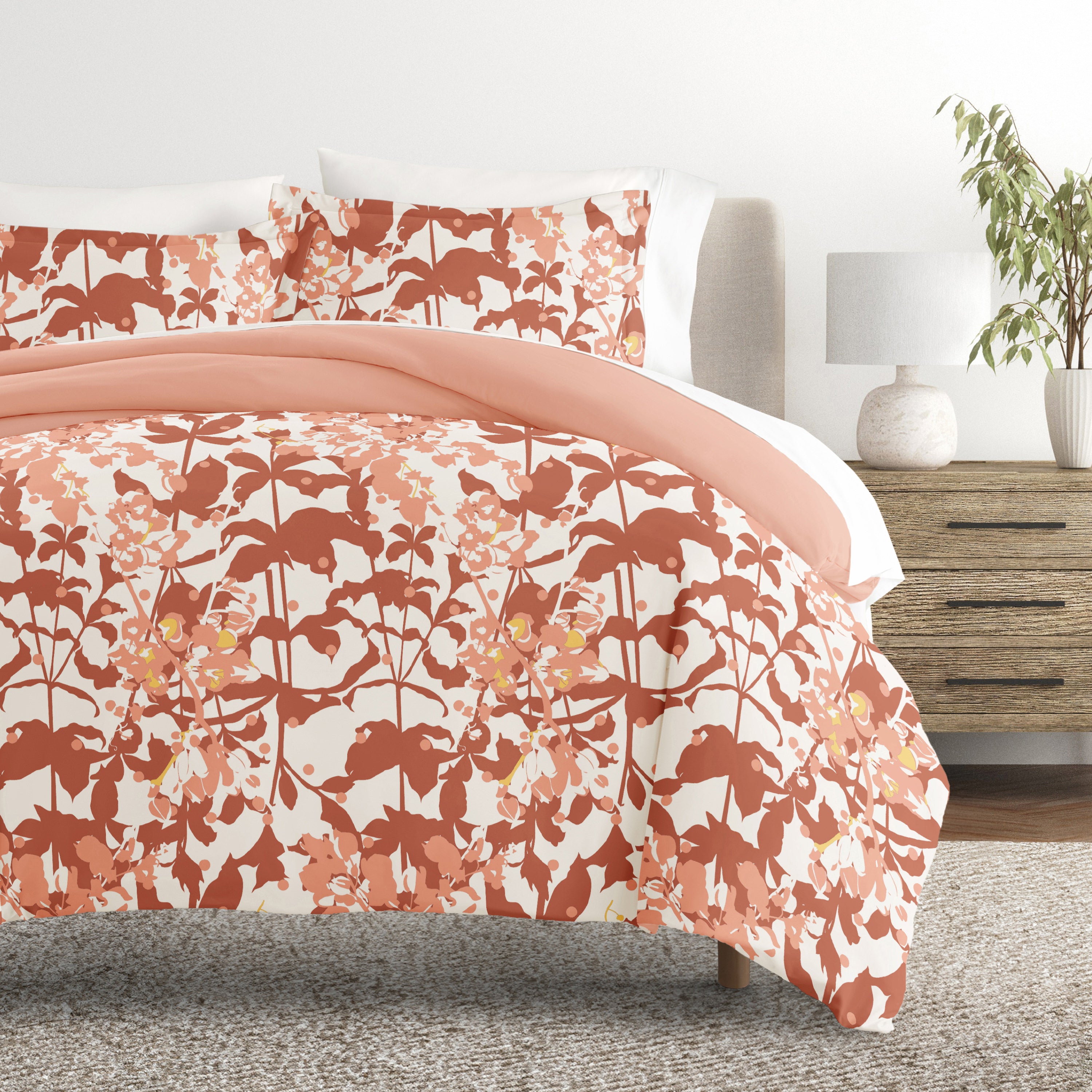 Boho Flower Patterned Reversible Duvet Cover Set