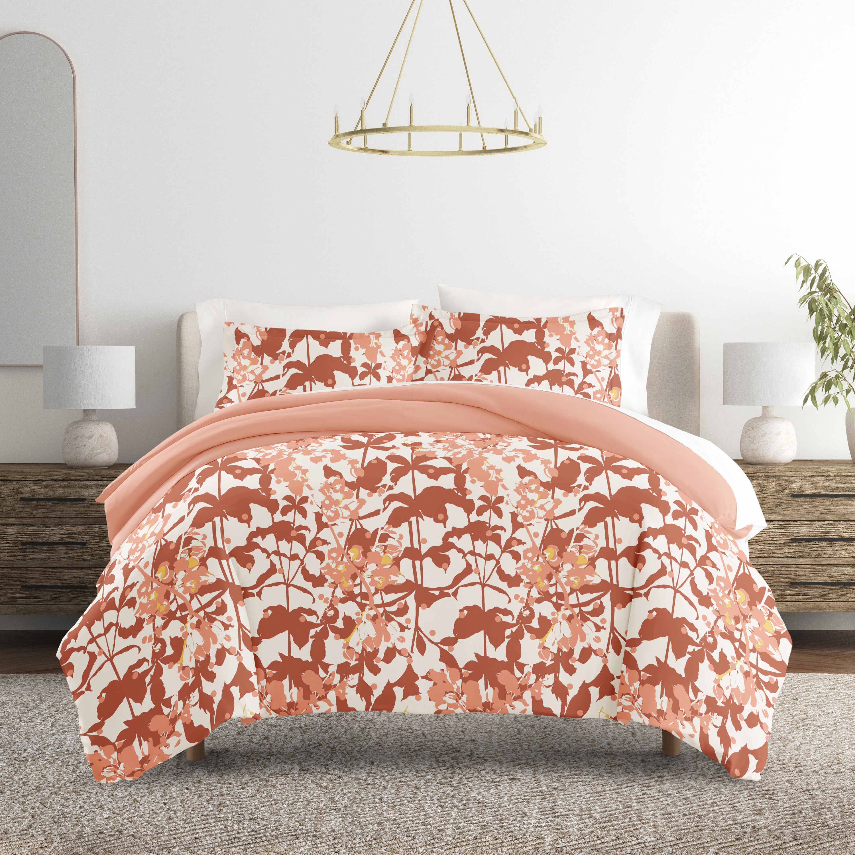 Boho Flower Patterned Reversible Duvet Cover Set