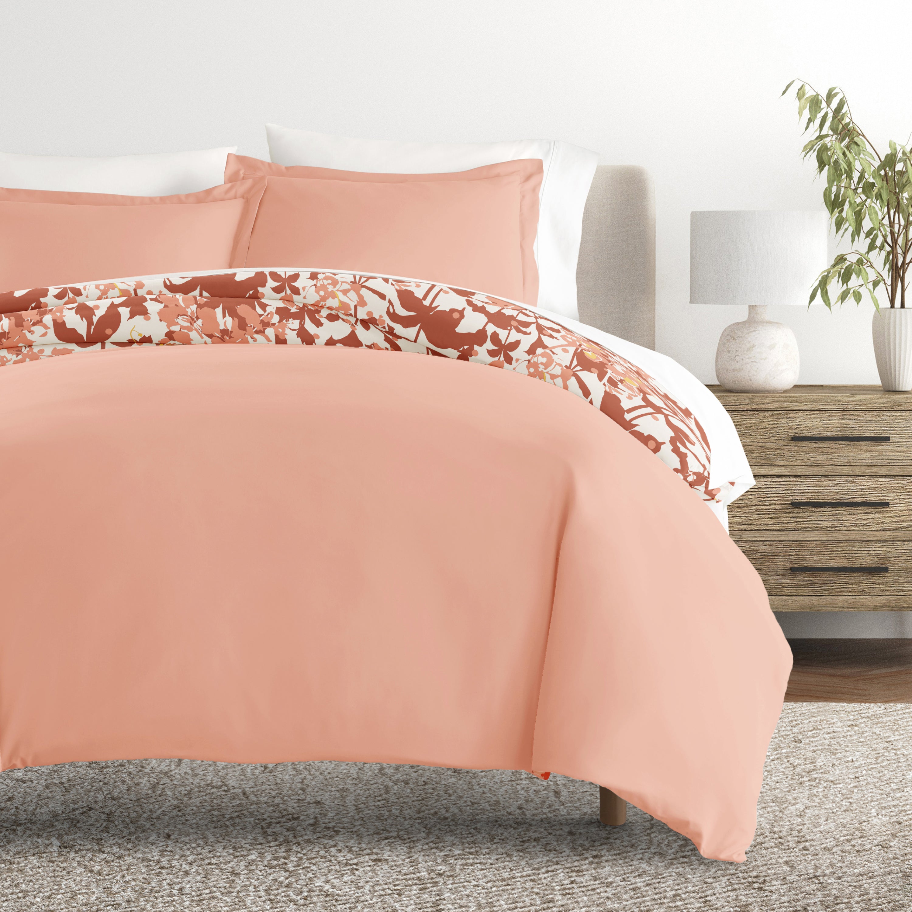 Boho Flower Patterned Reversible Duvet Cover Set