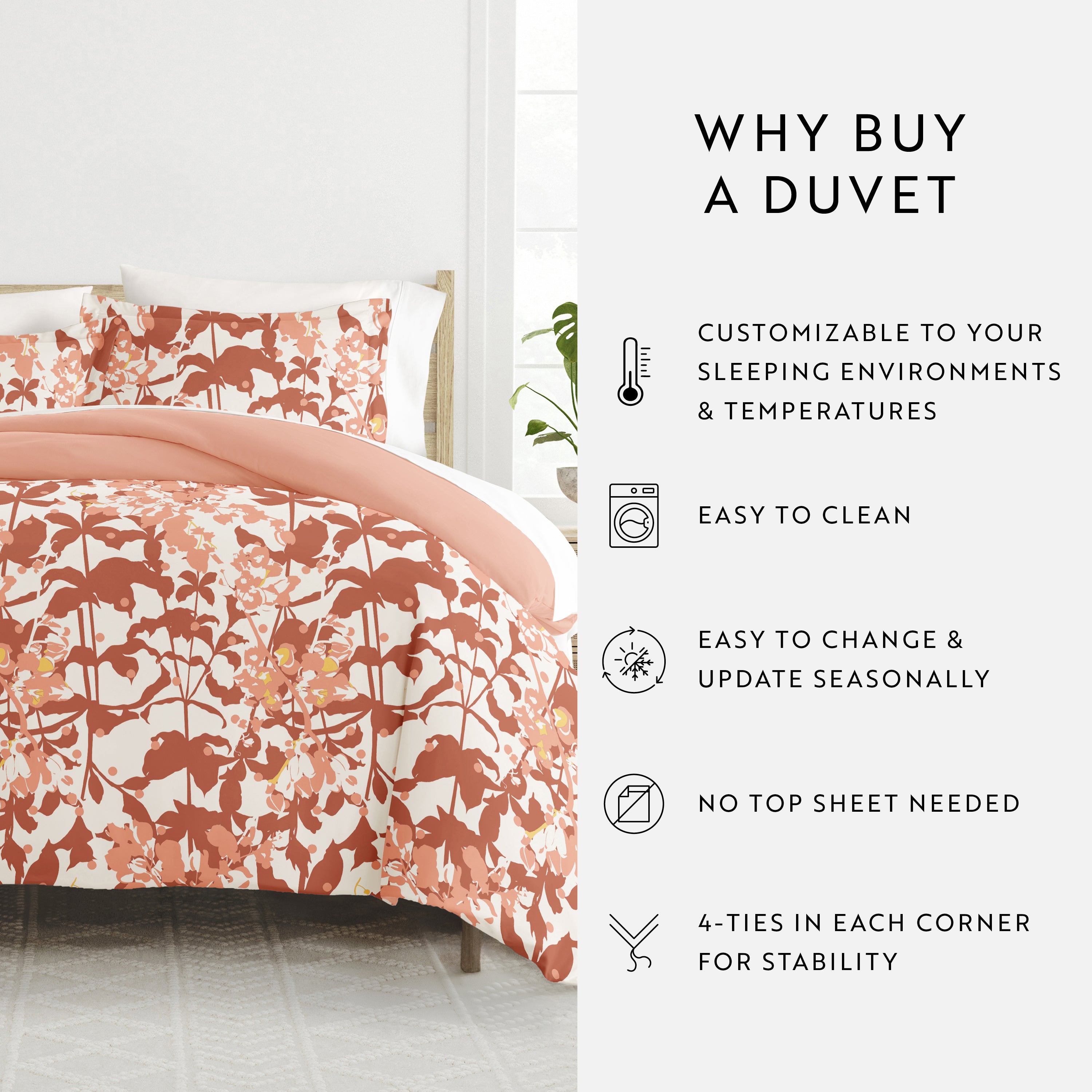 Boho Flower Patterned Reversible Duvet Cover Set