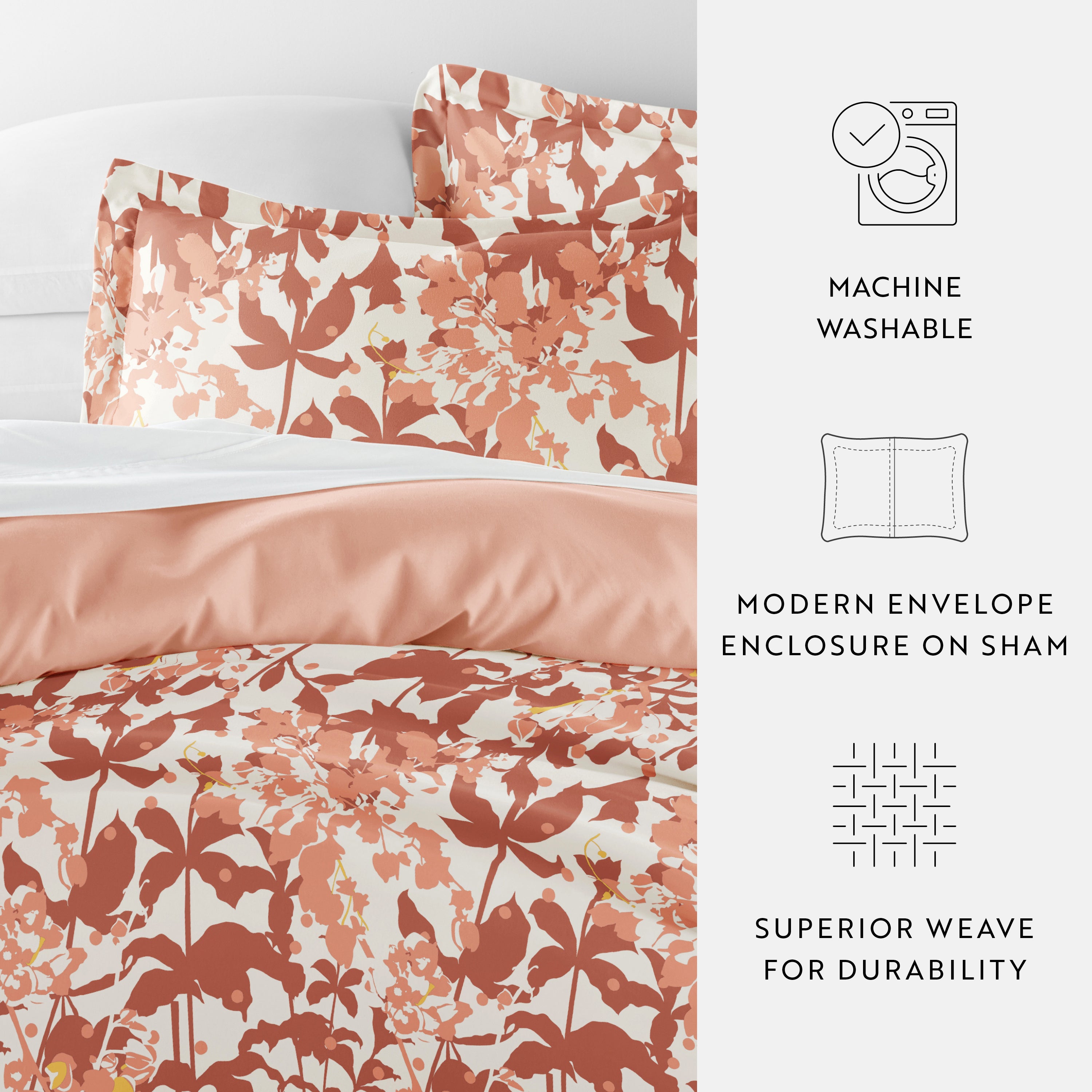 Boho Flower Patterned Reversible Duvet Cover Set