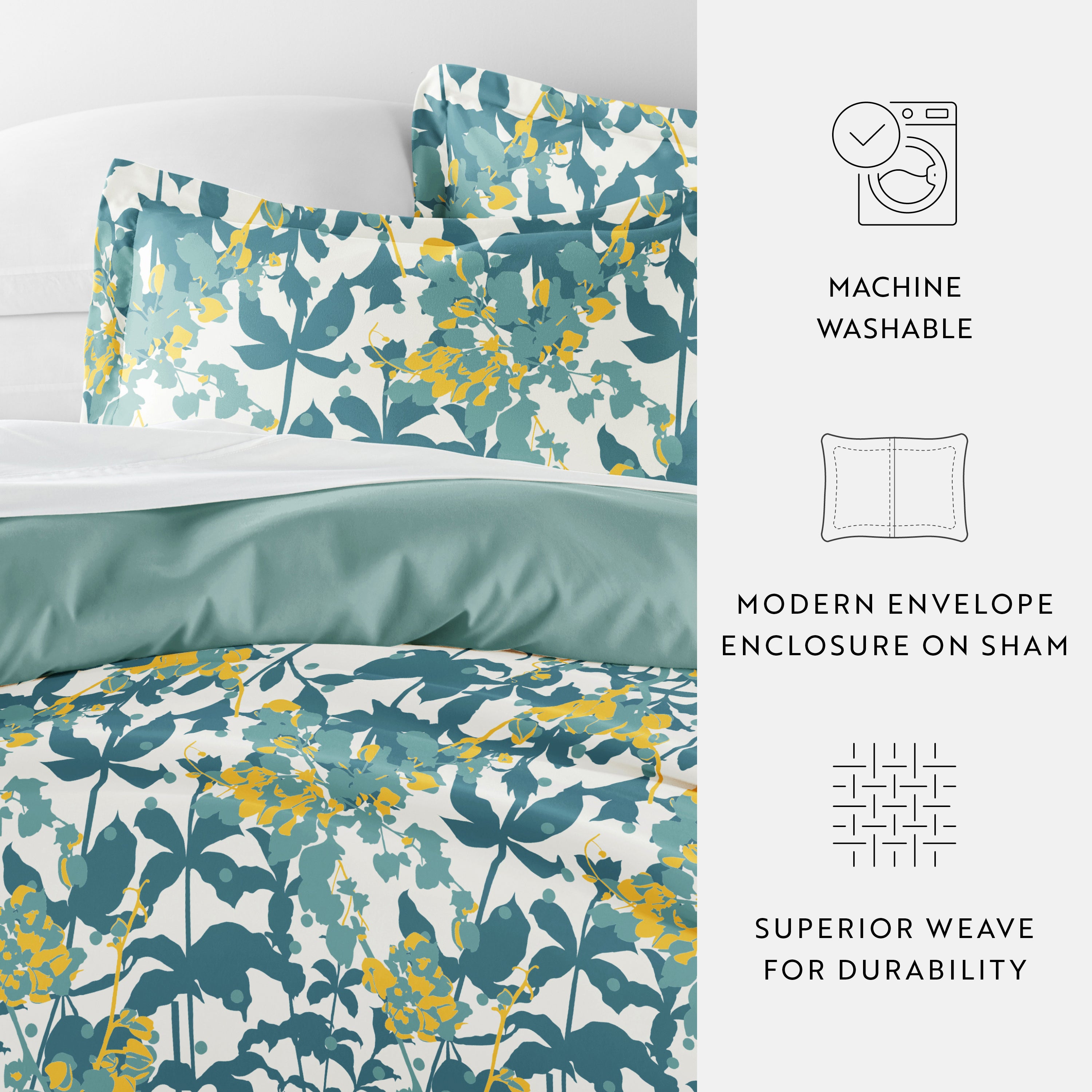 Boho Flower Patterned Reversible Duvet Cover Set