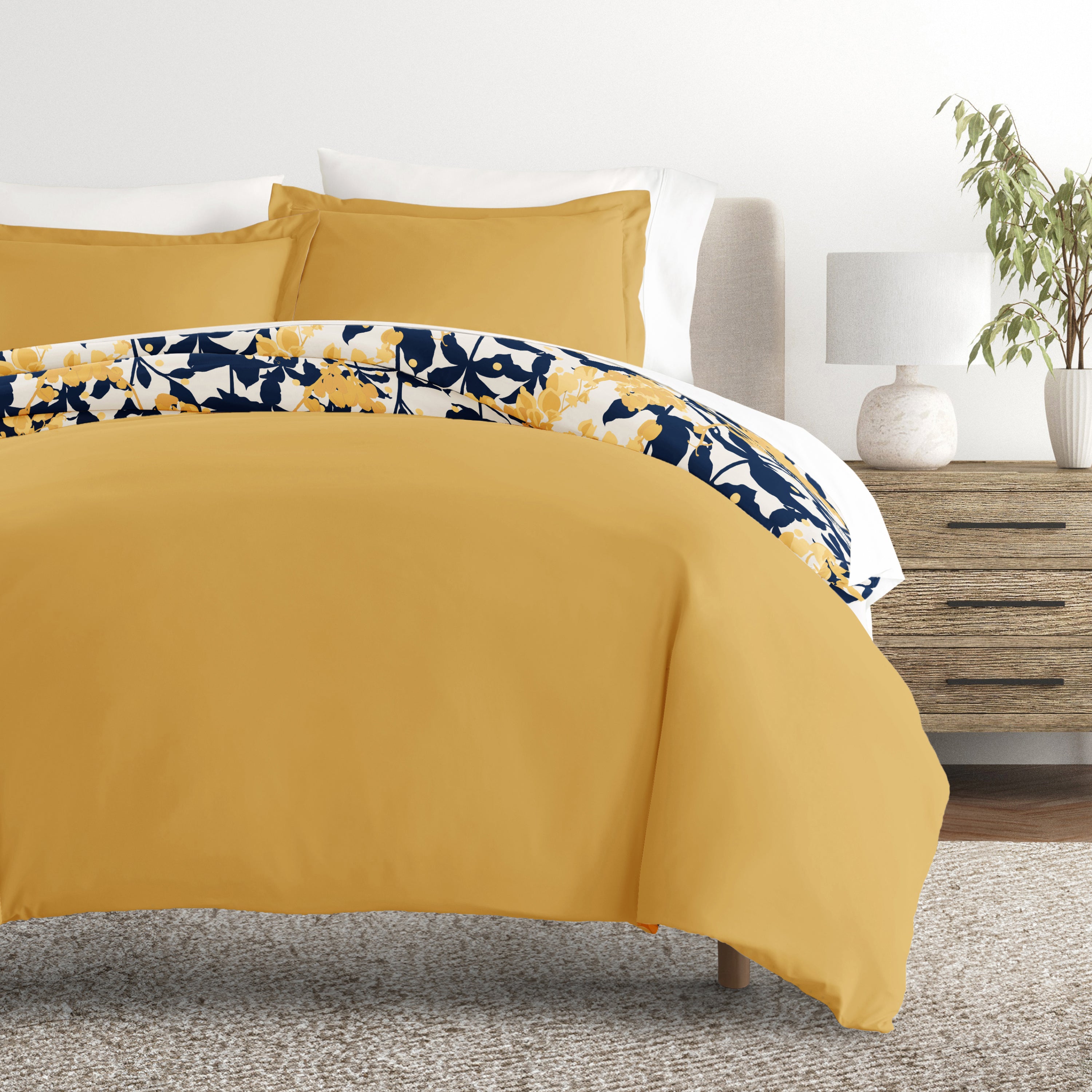Boho Flower Patterned Reversible Duvet Cover Set