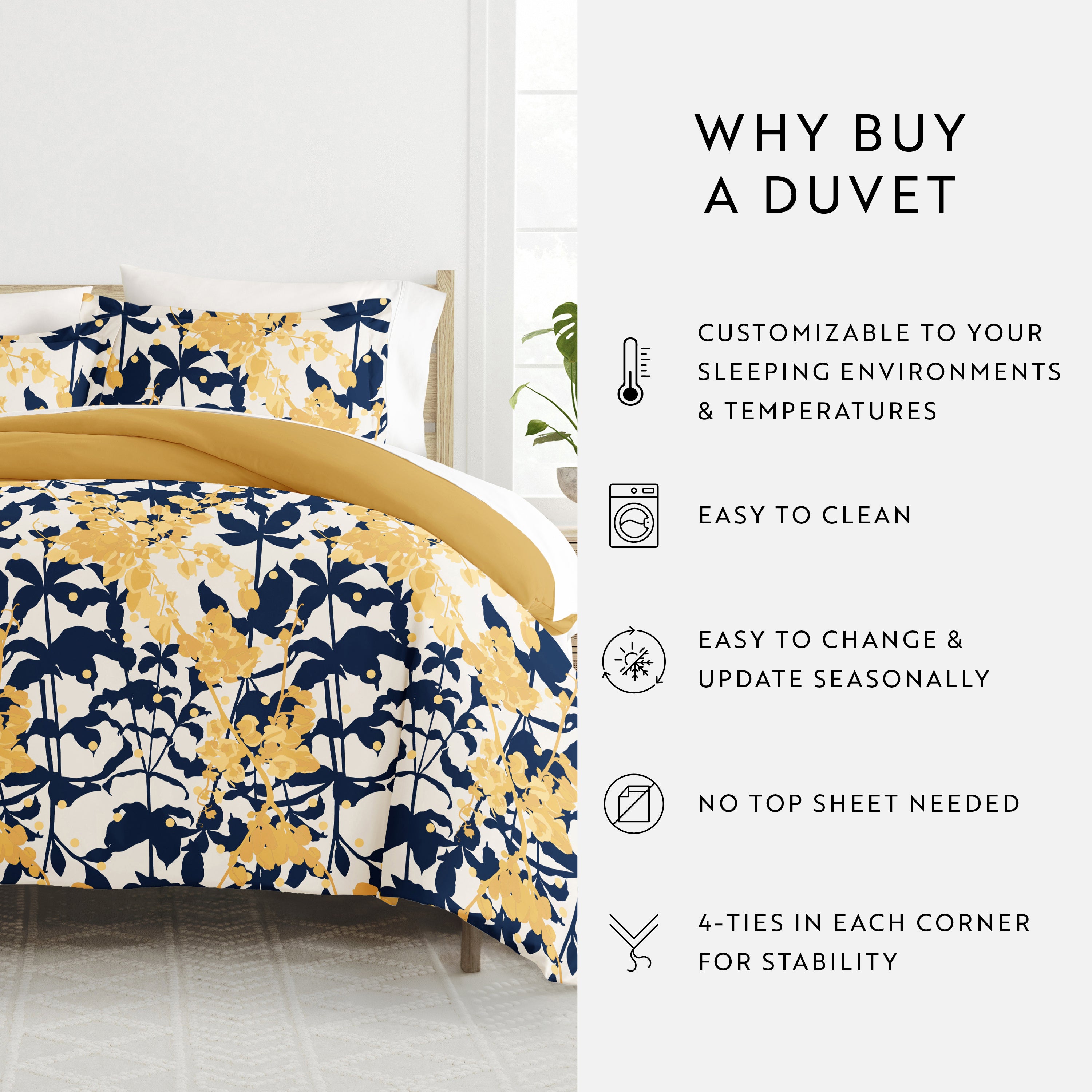 Boho Flower Patterned Reversible Duvet Cover Set