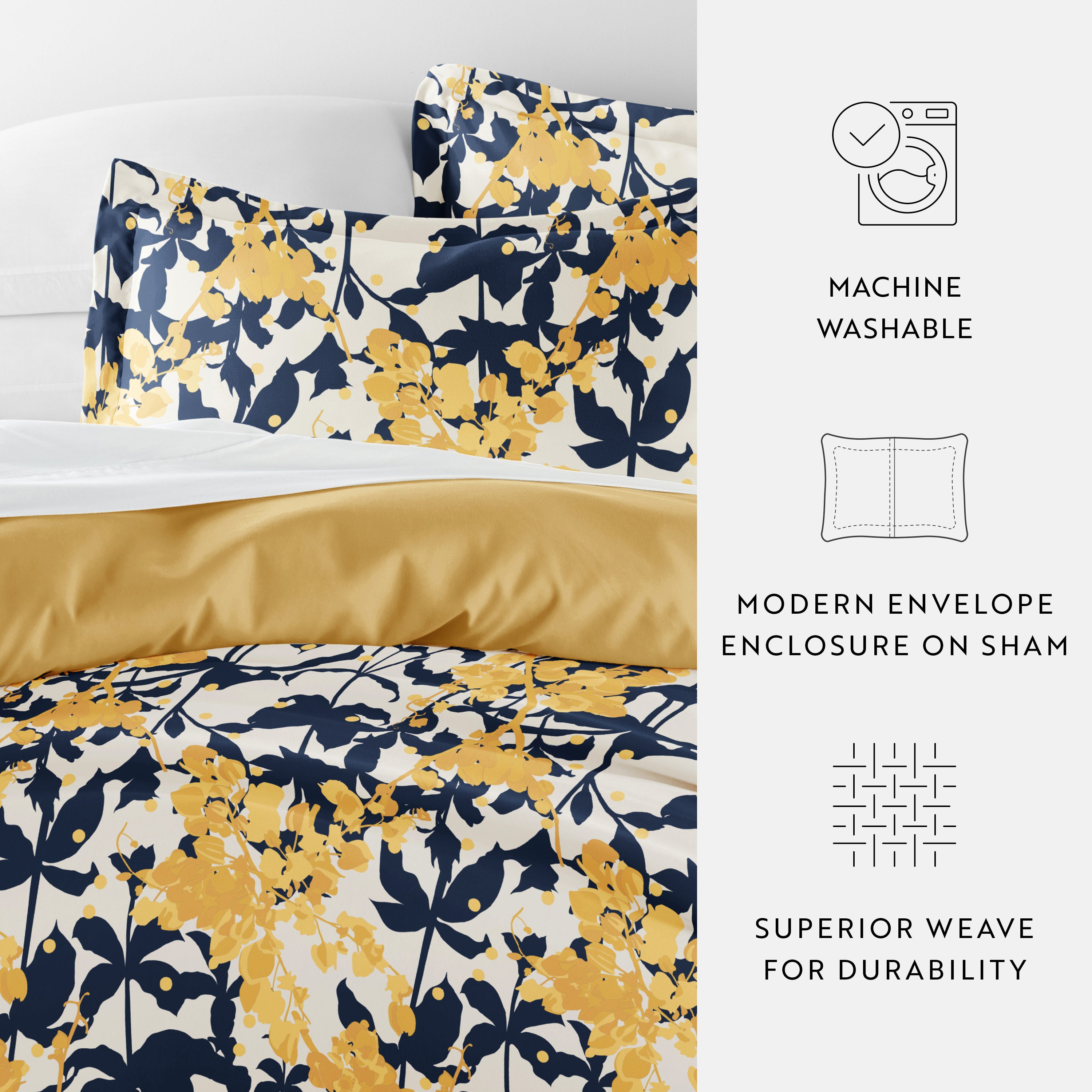 Boho Flower Patterned Reversible Duvet Cover Set