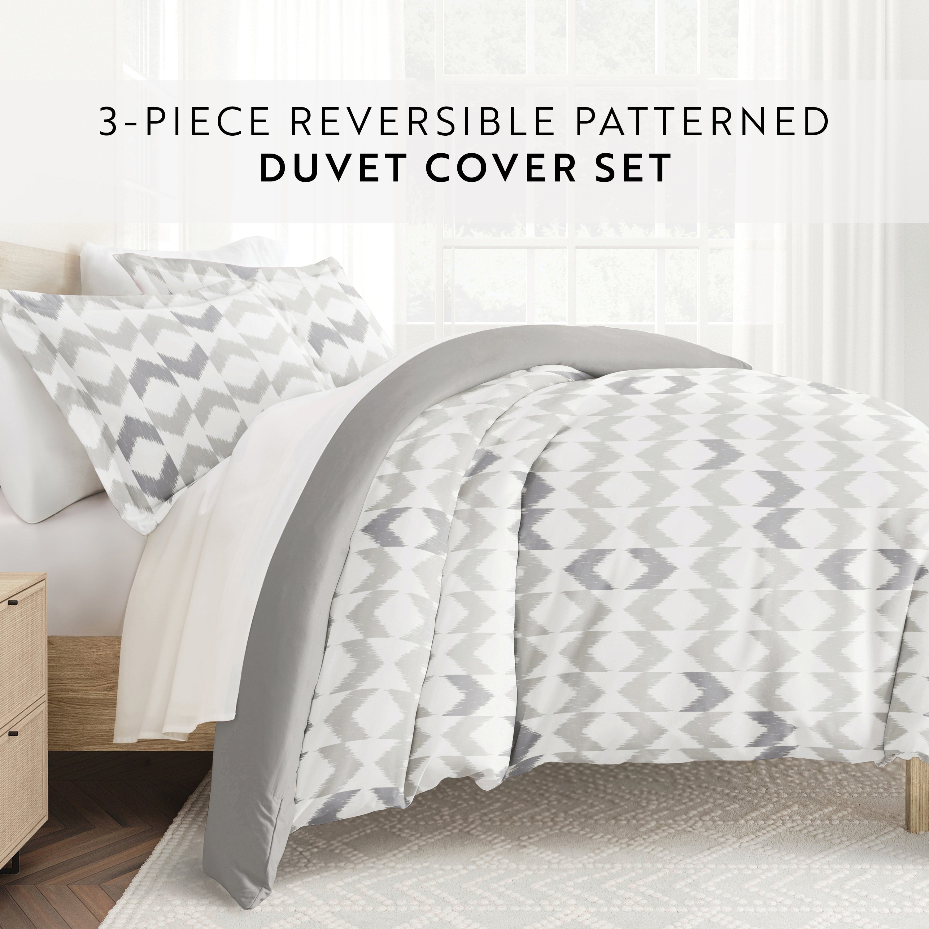Chevron Sleep Patterned Reversible Duvet Cover Set