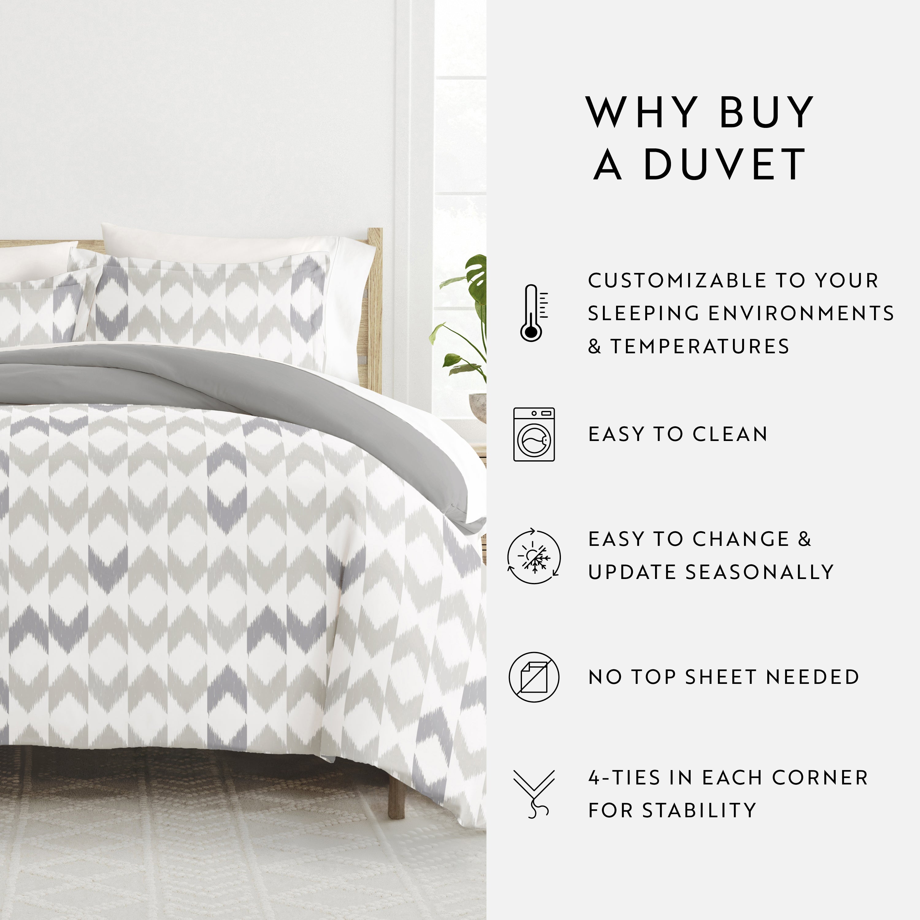 Chevron Sleep Patterned Reversible Duvet Cover Set