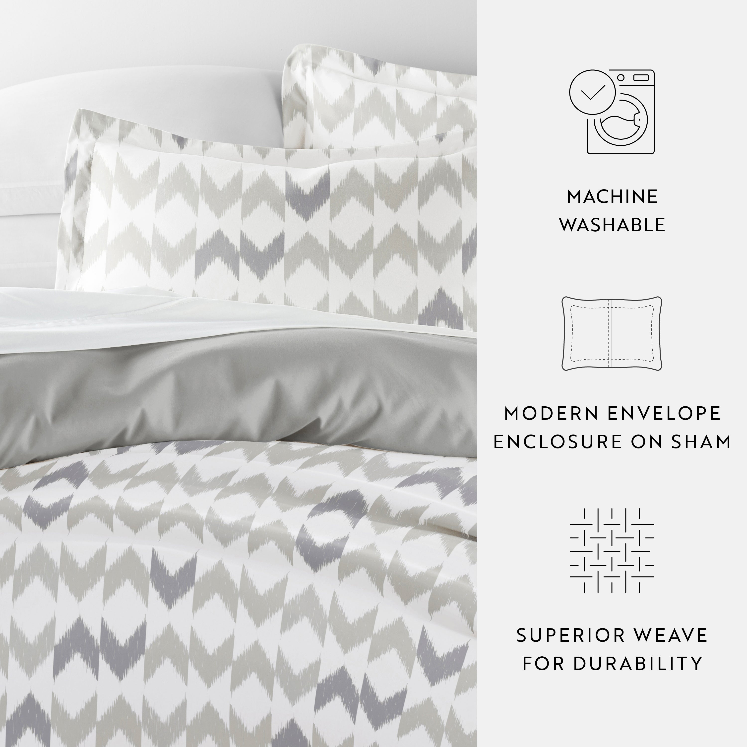 Chevron Sleep Patterned Reversible Duvet Cover Set
