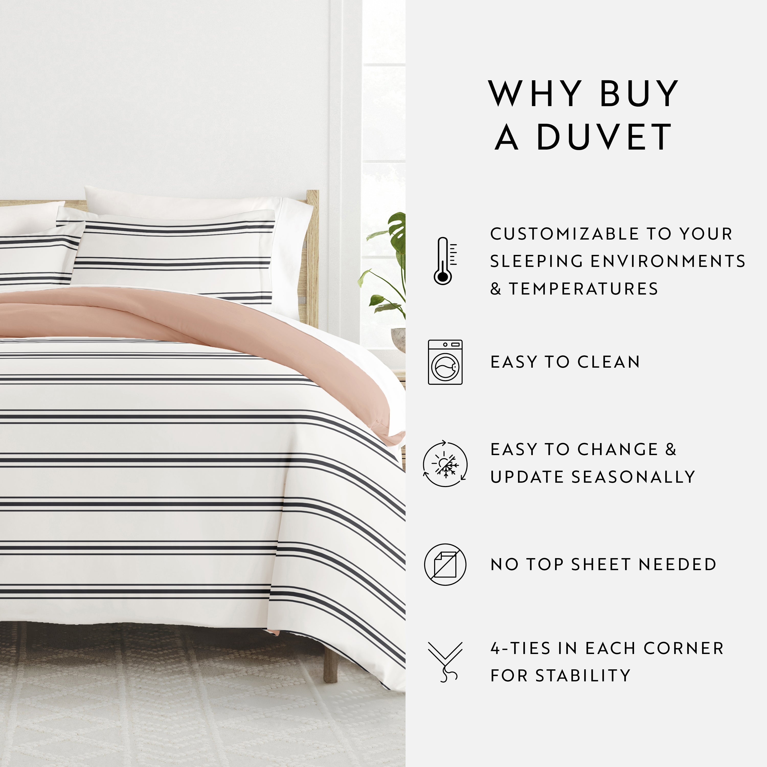 Desert Stripe Patterned Reversible Duvet Cover Set