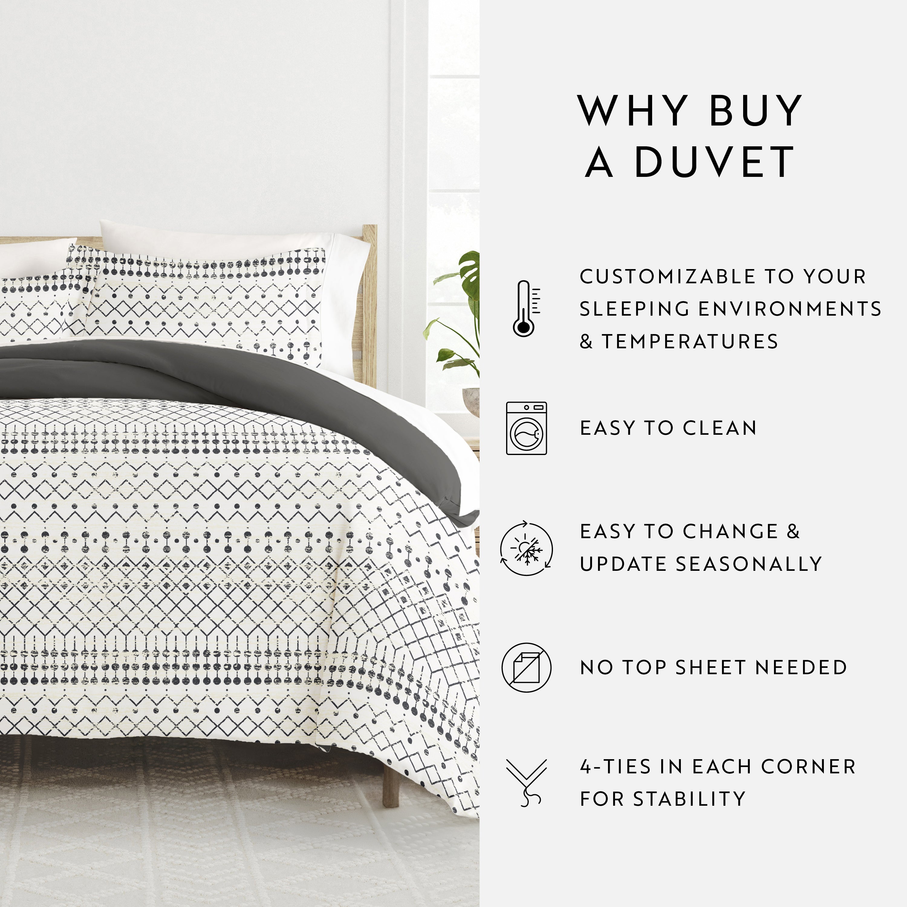 Etched Gate Patterned Reversible Duvet Cover Set