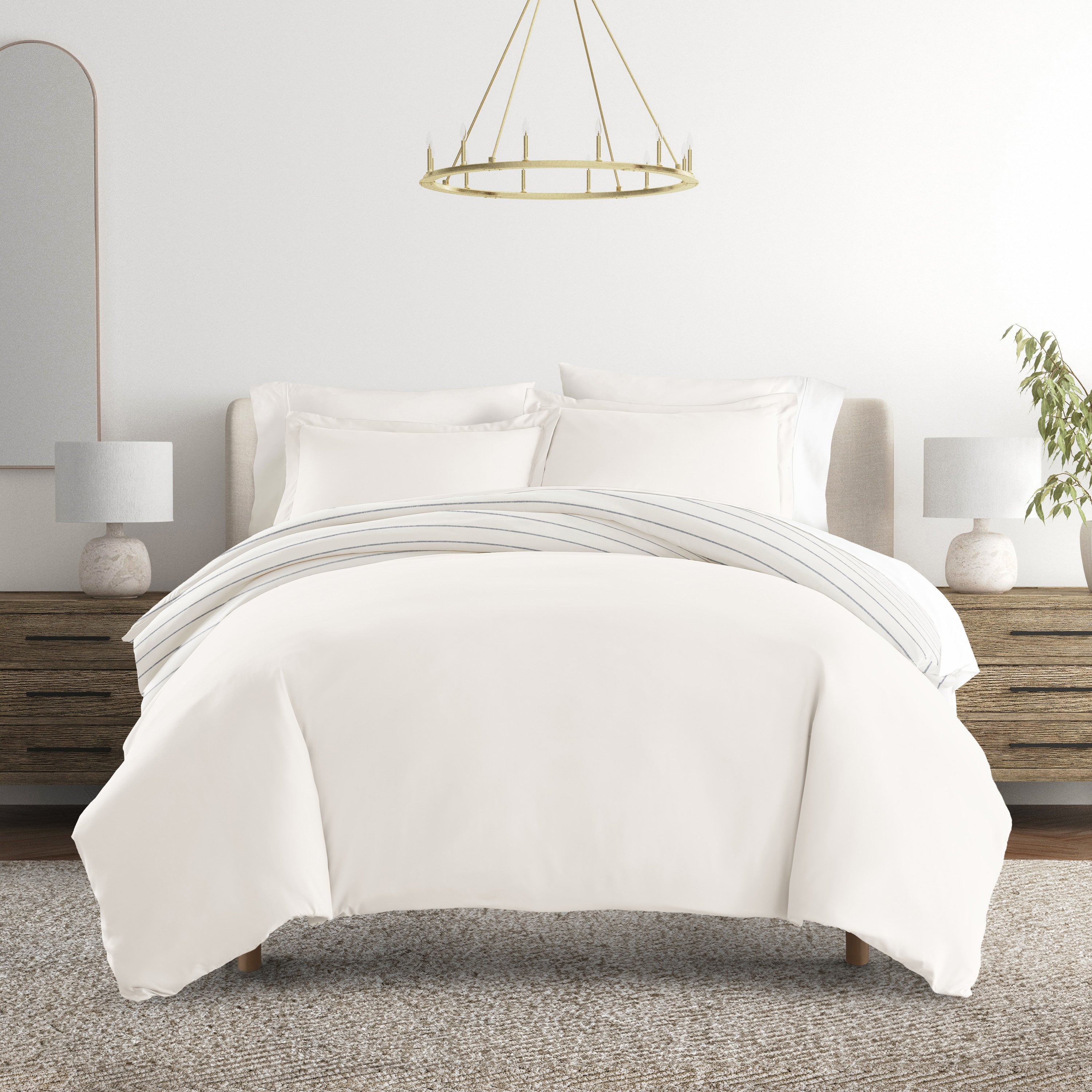 Harbor Stripe Patterned Reversible Duvet Cover Set - Thumbnail 3