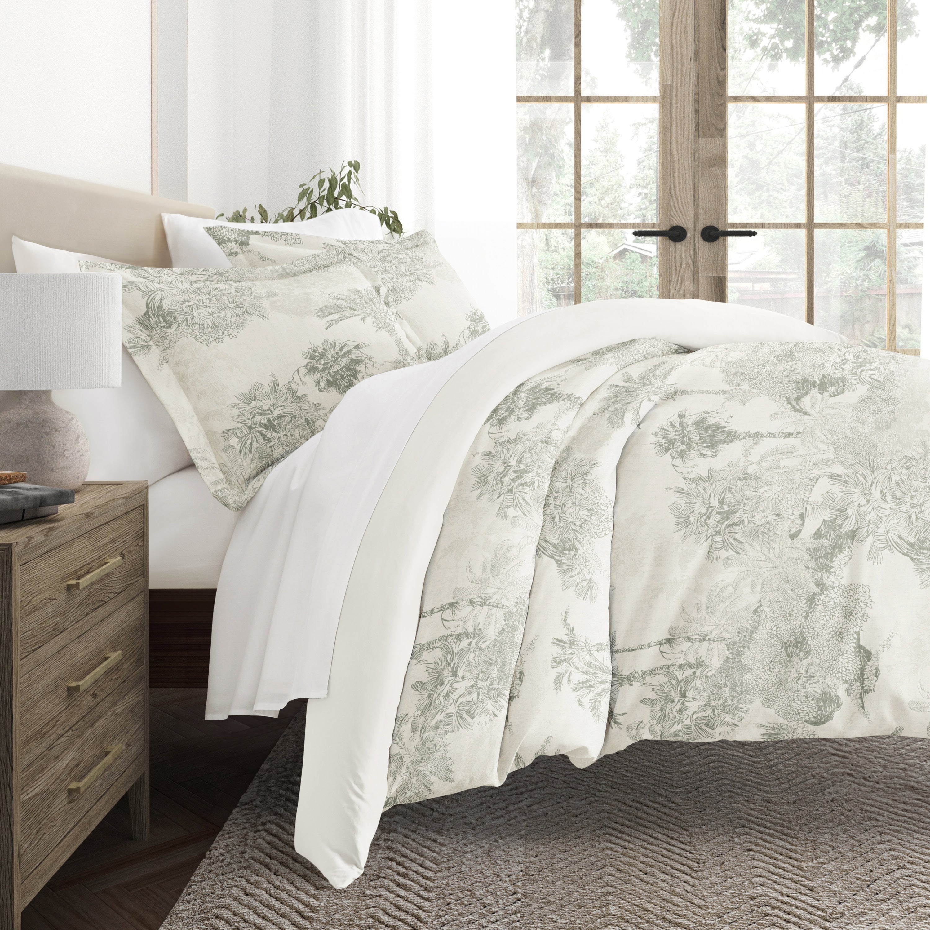 Paradise Toile Patterned Reversible Duvet Cover Set