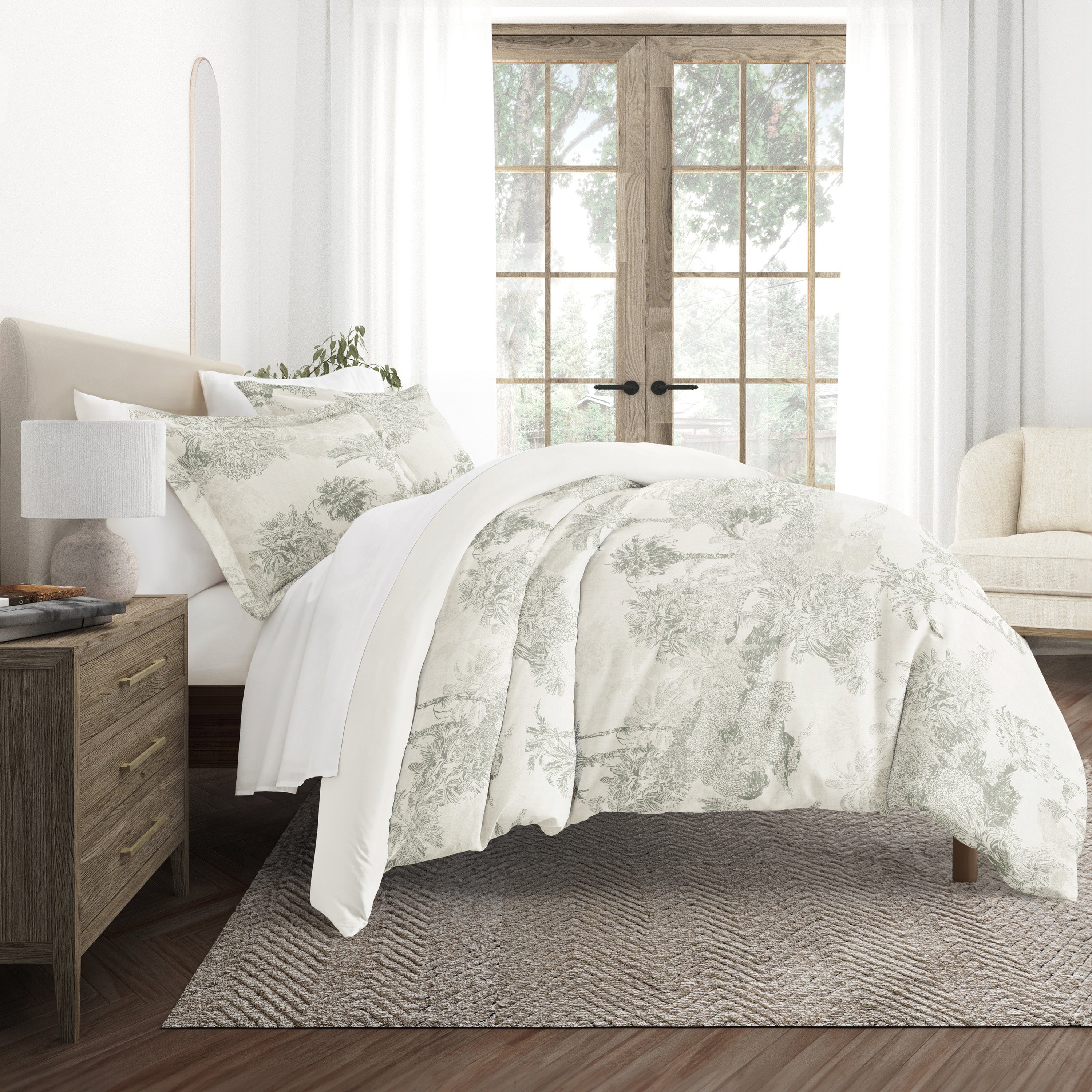 Paradise Toile Patterned Reversible Duvet Cover Set