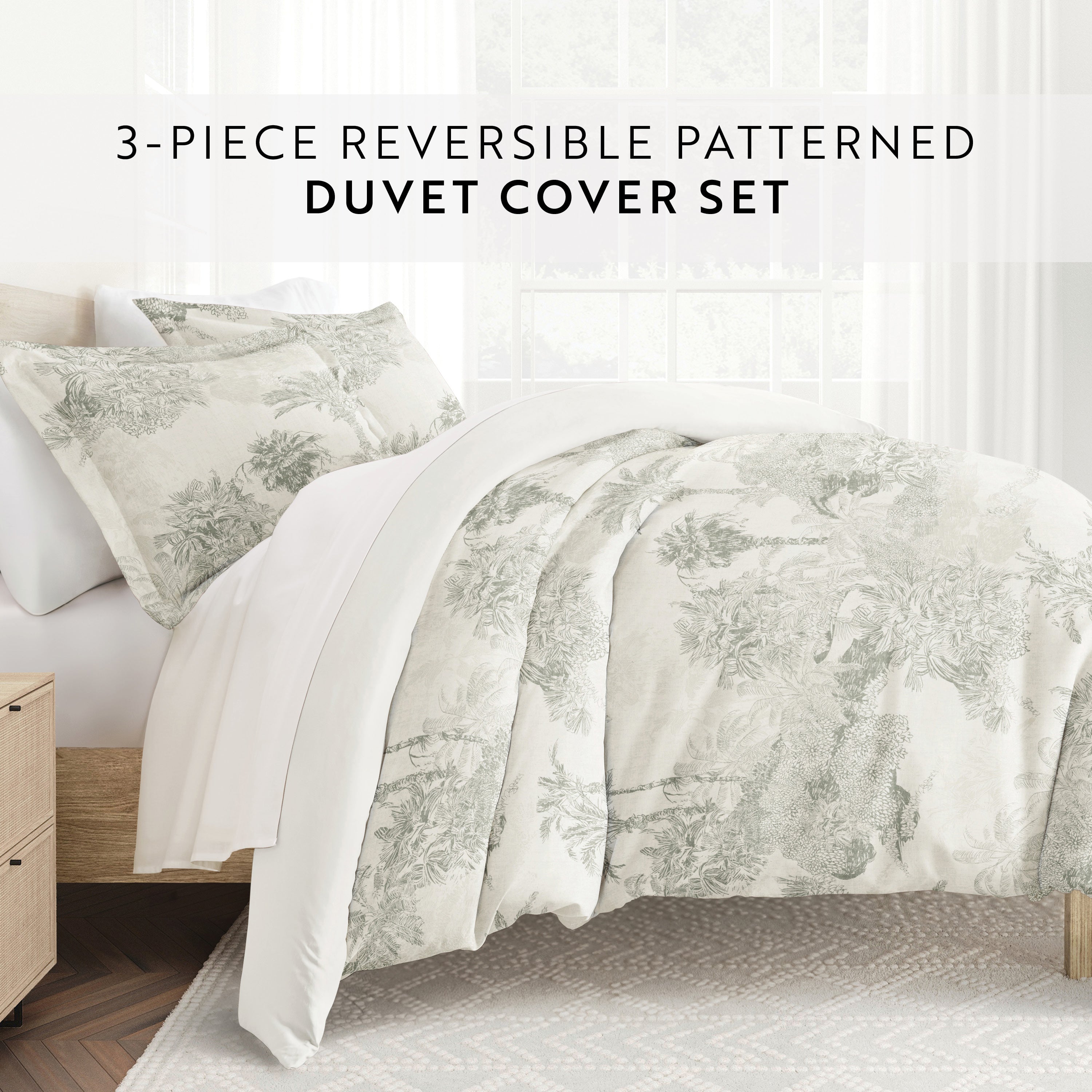 Paradise Toile Patterned Reversible Duvet Cover Set