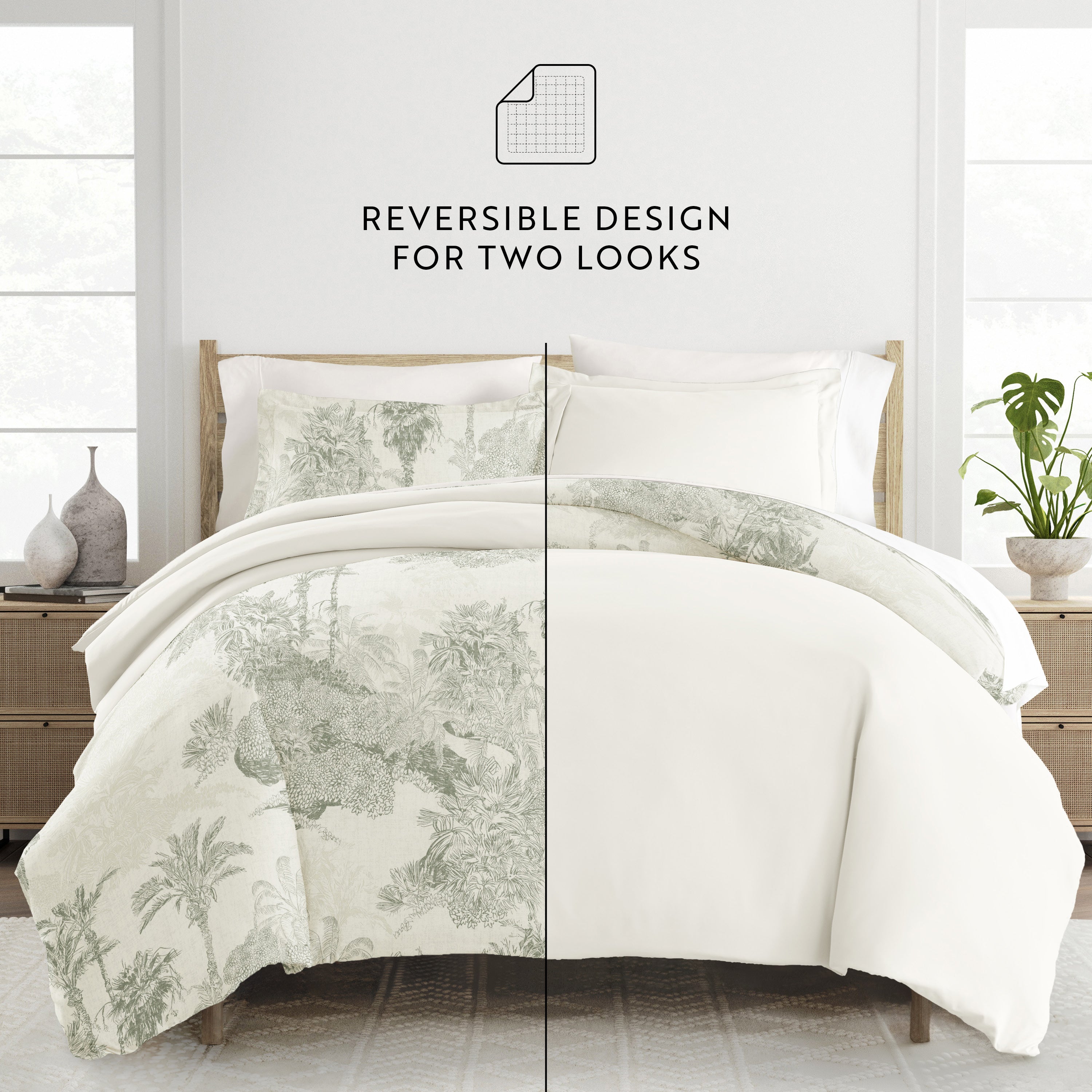 Paradise Toile Patterned Reversible Duvet Cover Set
