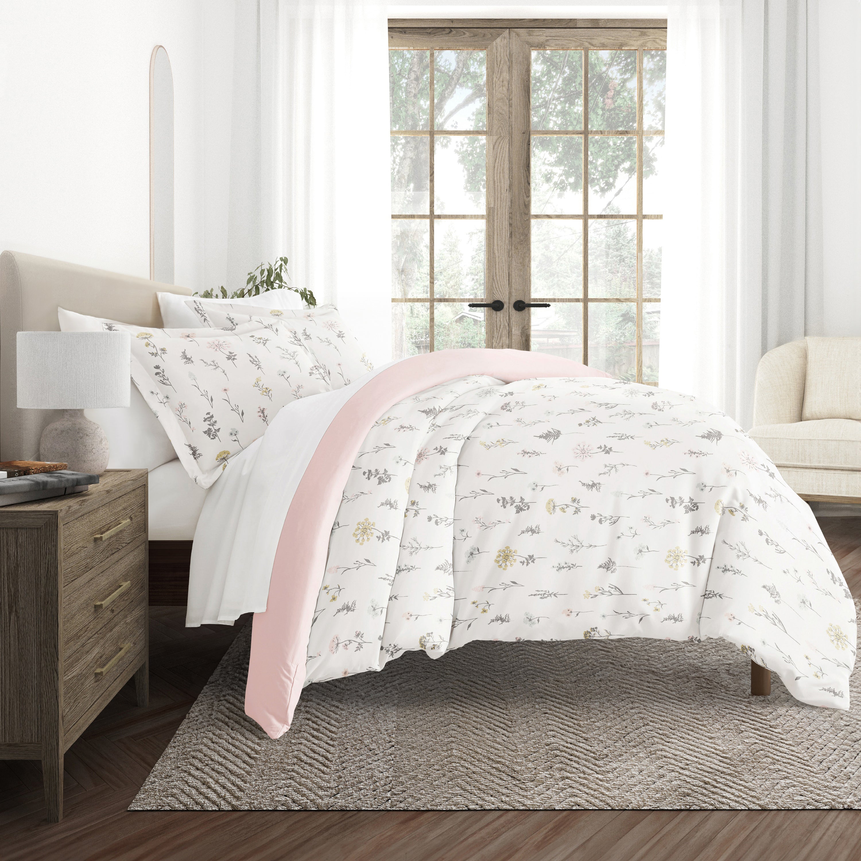 Wildflower Patterned Reversible Duvet Cover Set
