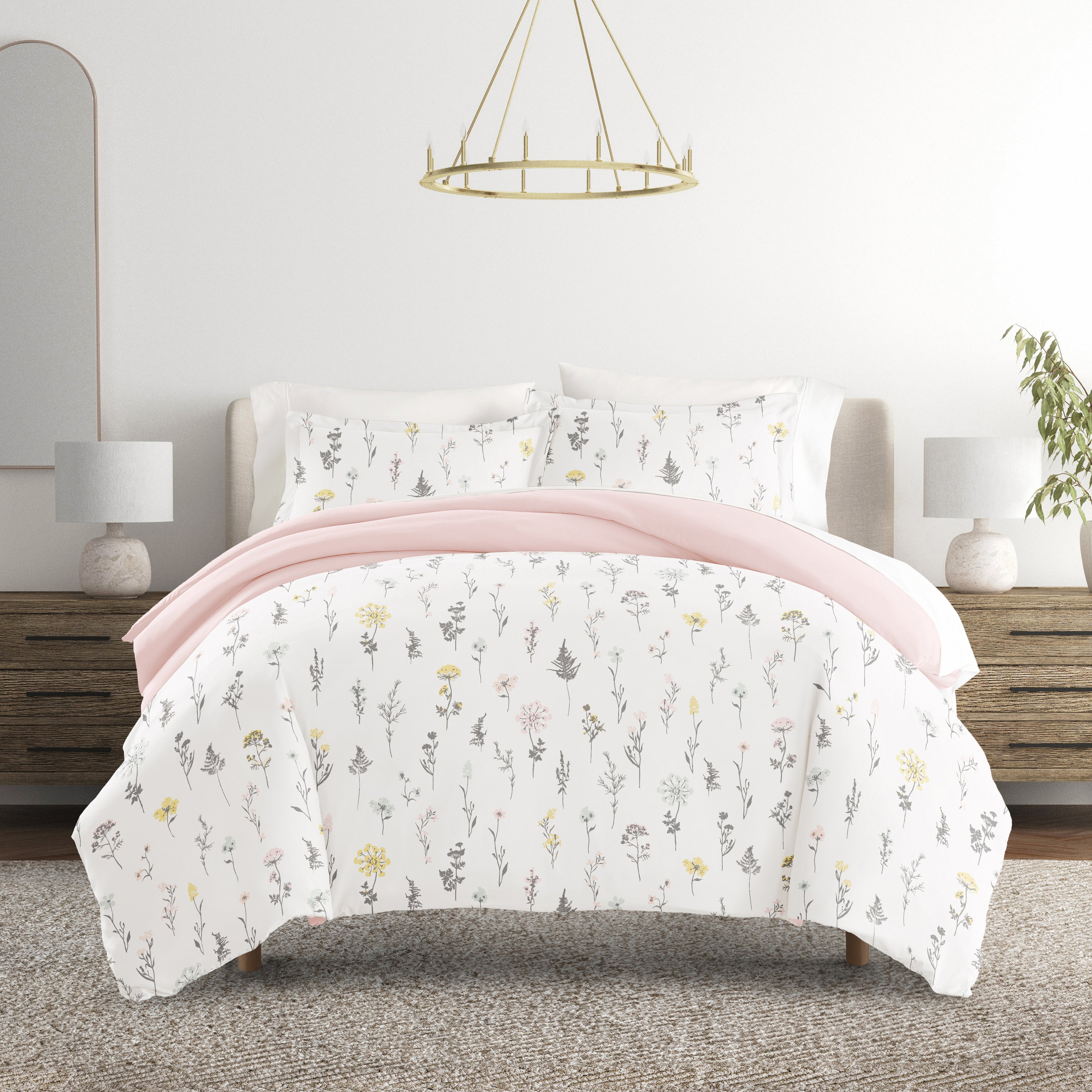 Wildflower Patterned Reversible Duvet Cover Set