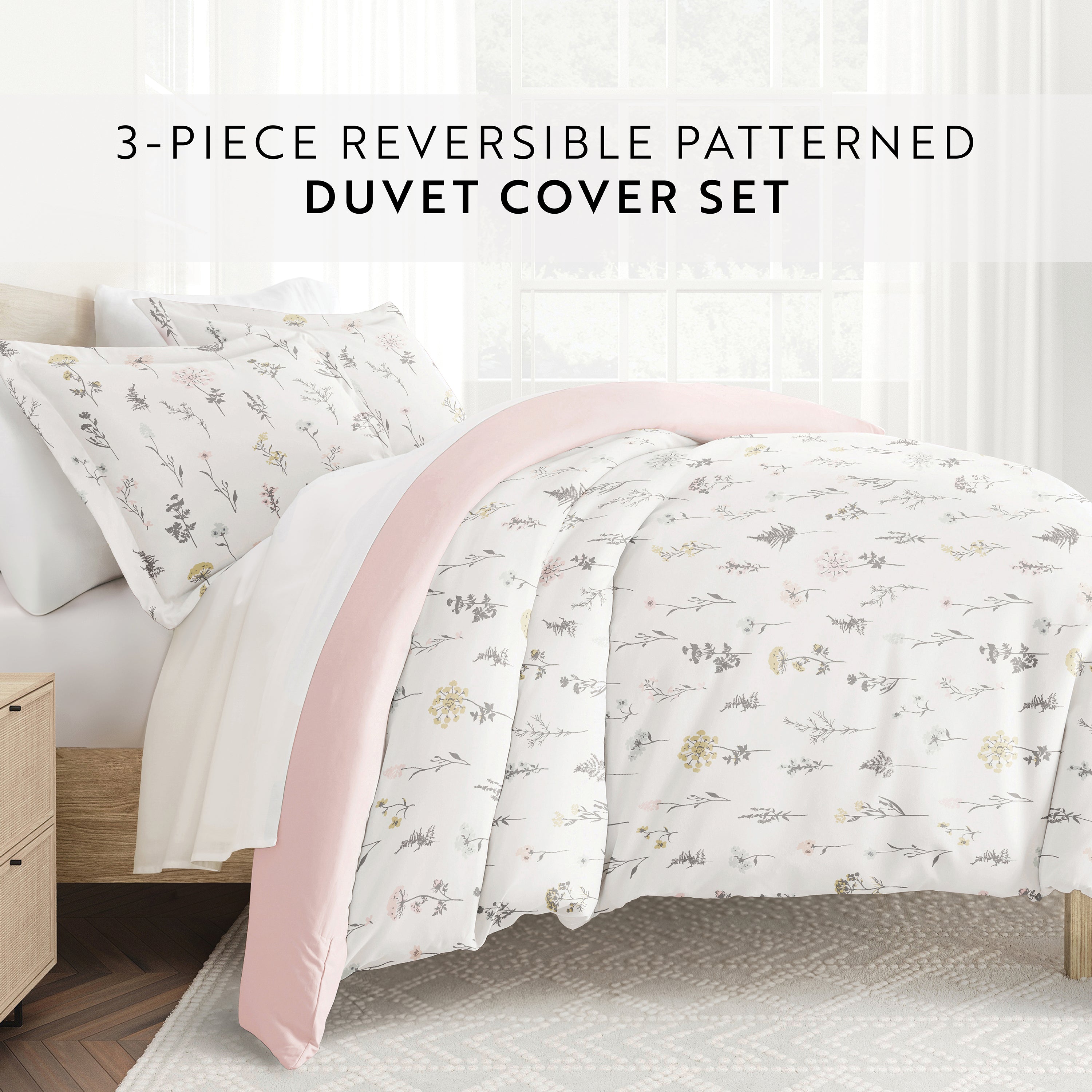 Wildflower Patterned Reversible Duvet Cover Set