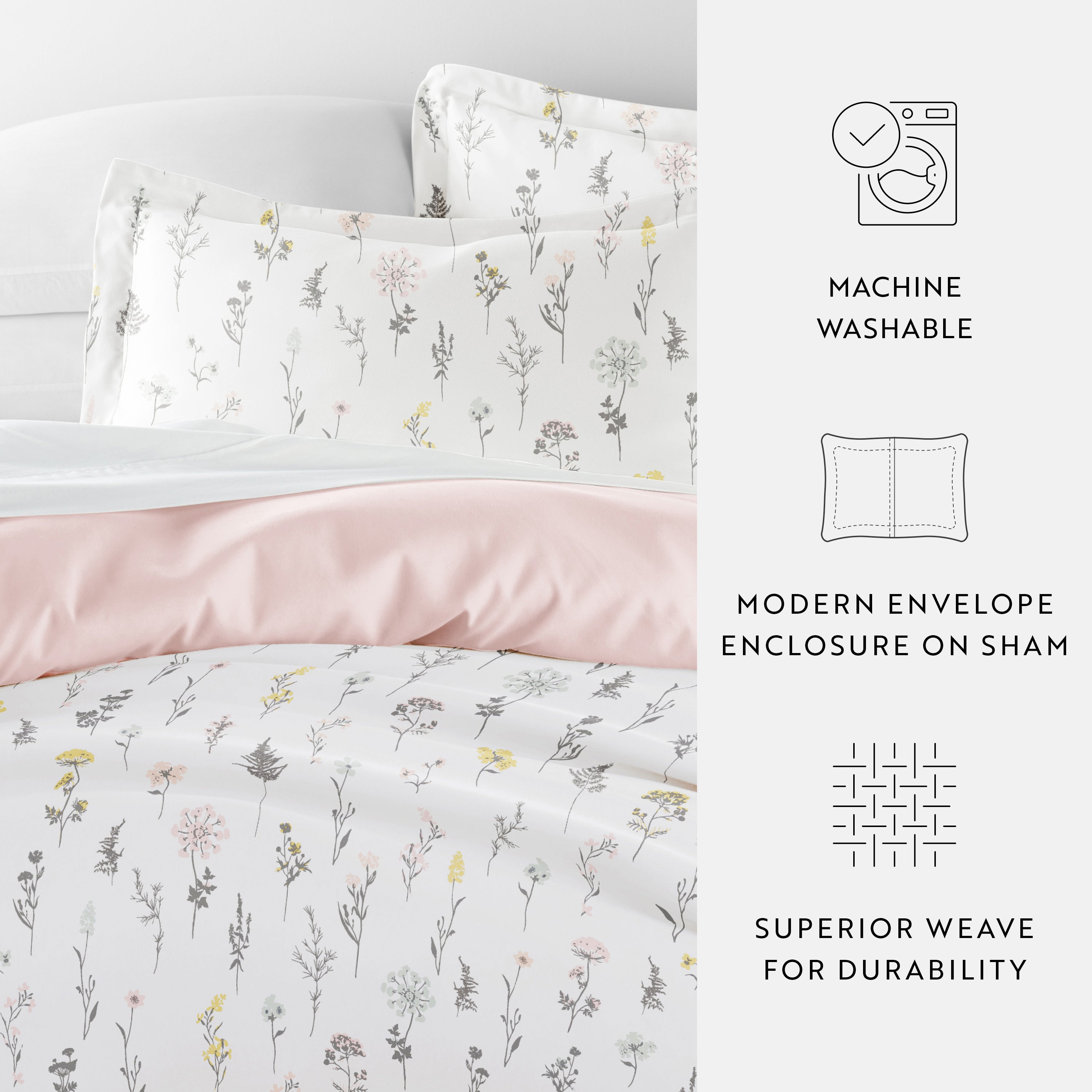 Wildflower Patterned Reversible Duvet Cover Set
