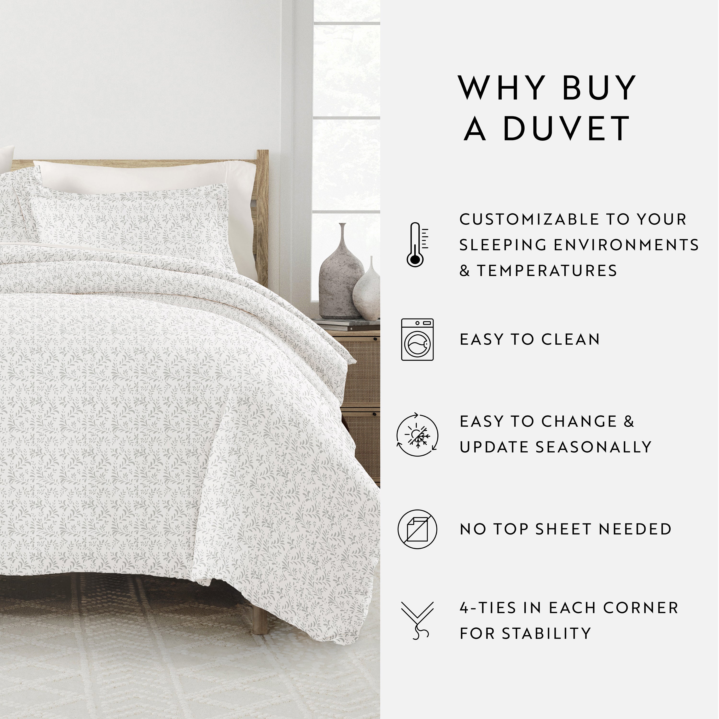 Burst of Vines Patterned Duvet Cover Set