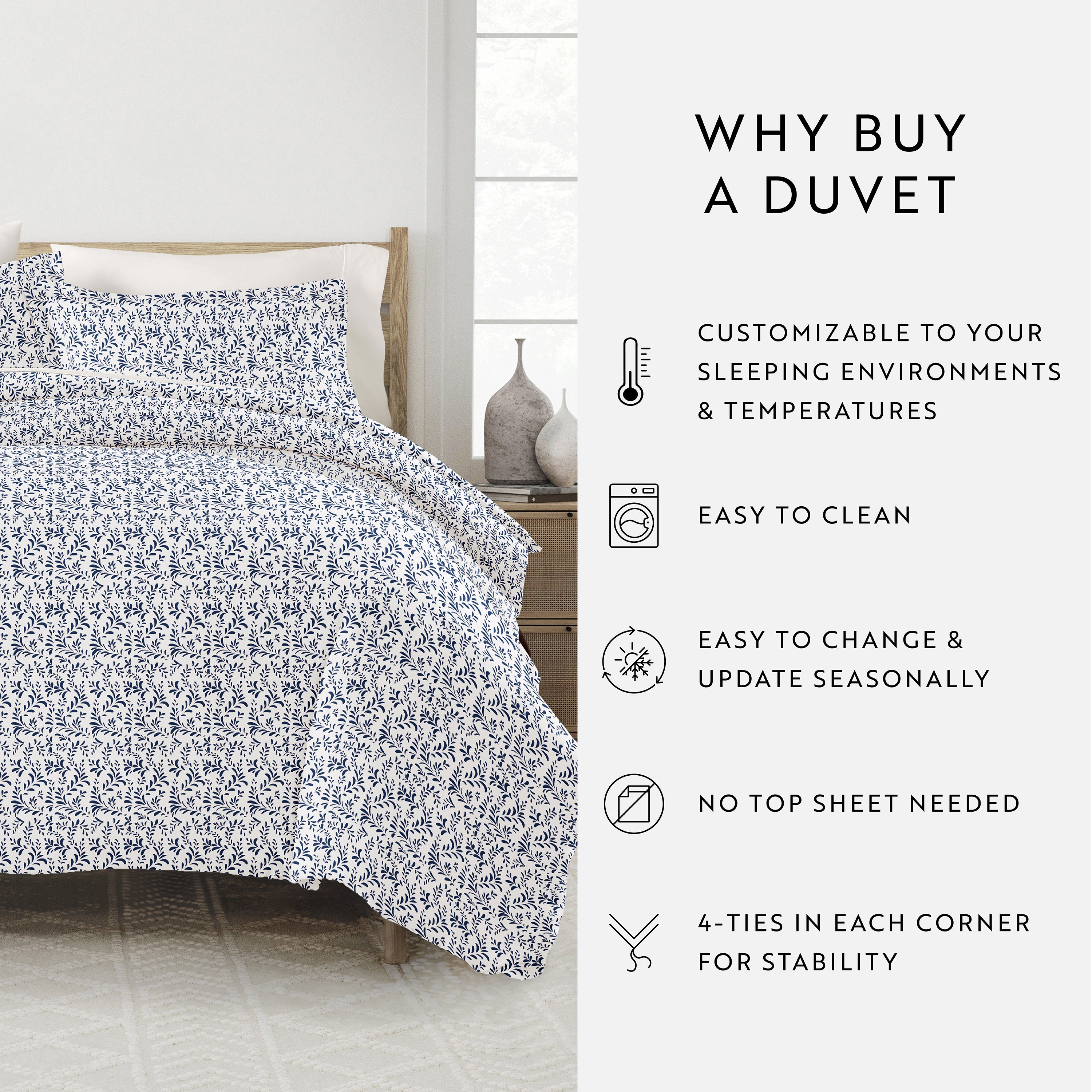 Burst of Vines Patterned Duvet Cover Set