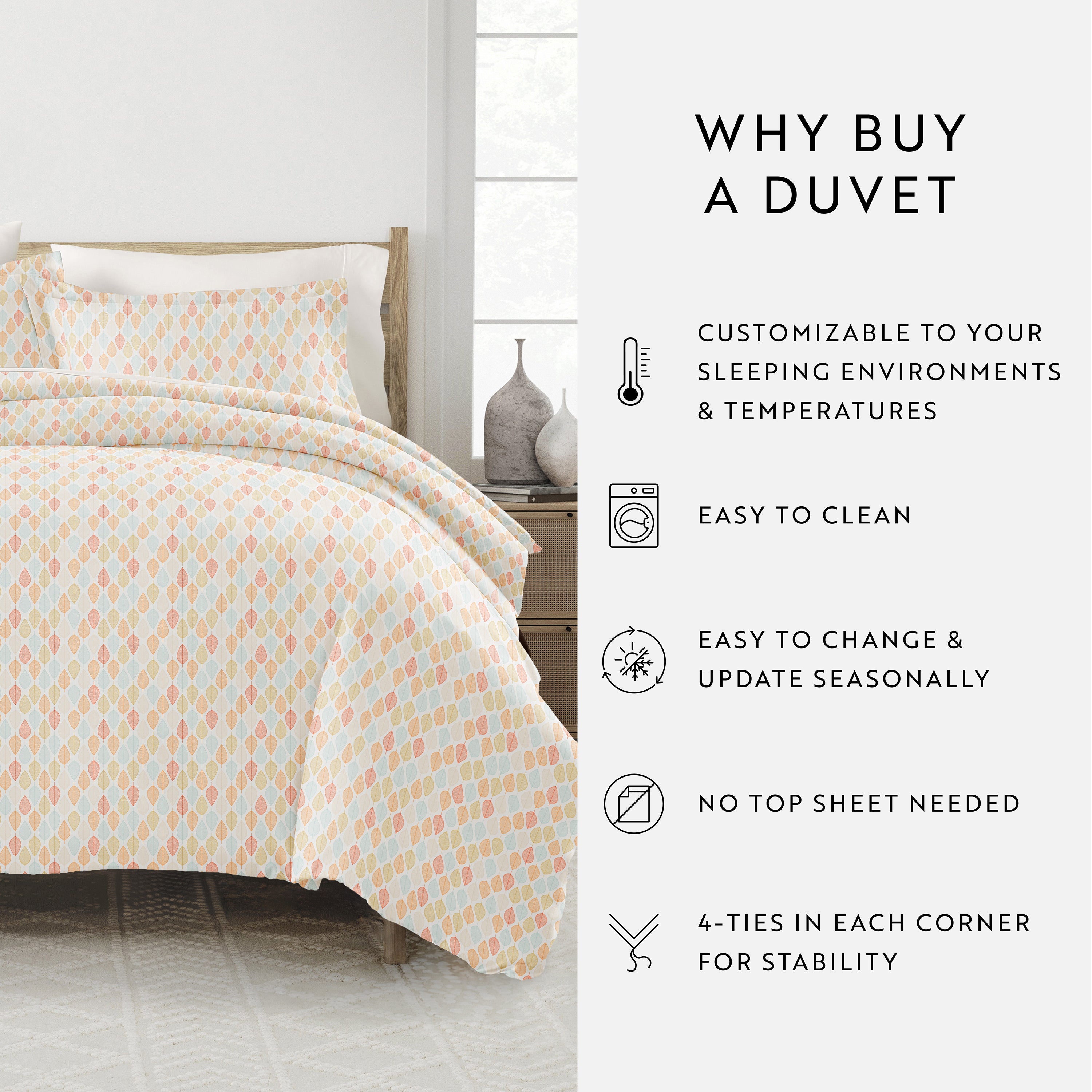 Fall Foliage Patterned Duvet Cover Set