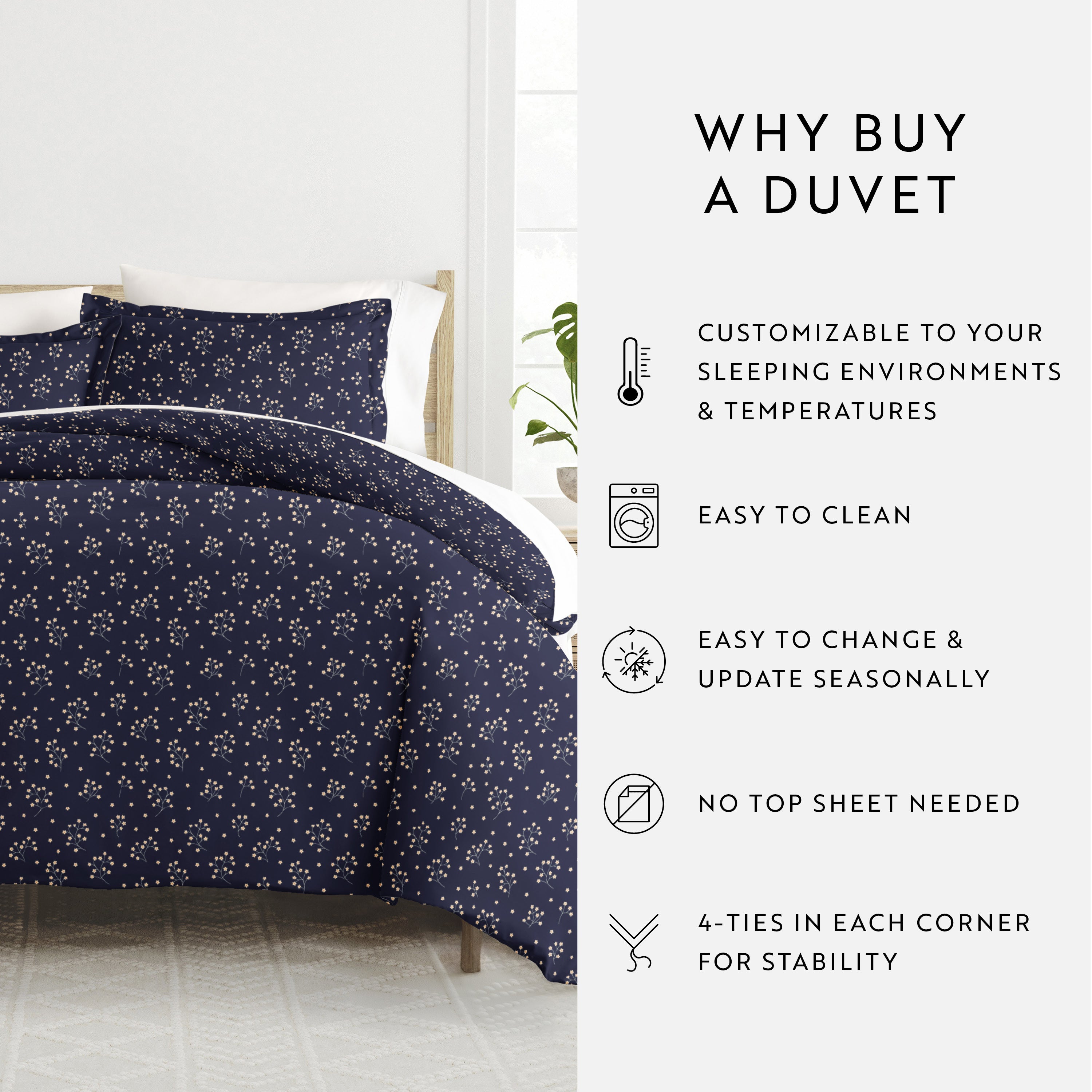 Midnight Blossoms Patterned Duvet Cover Set