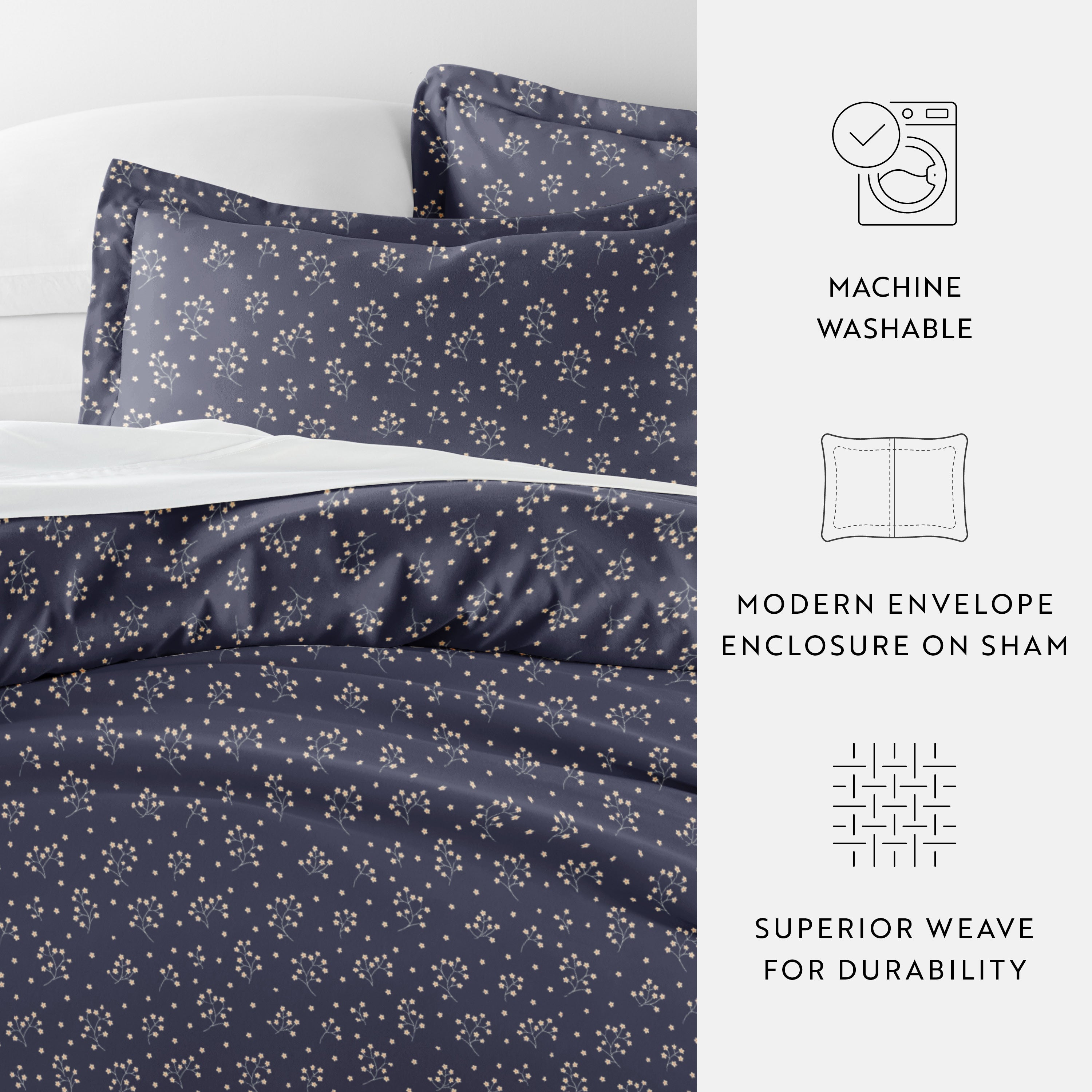 Midnight Blossoms Patterned Duvet Cover Set