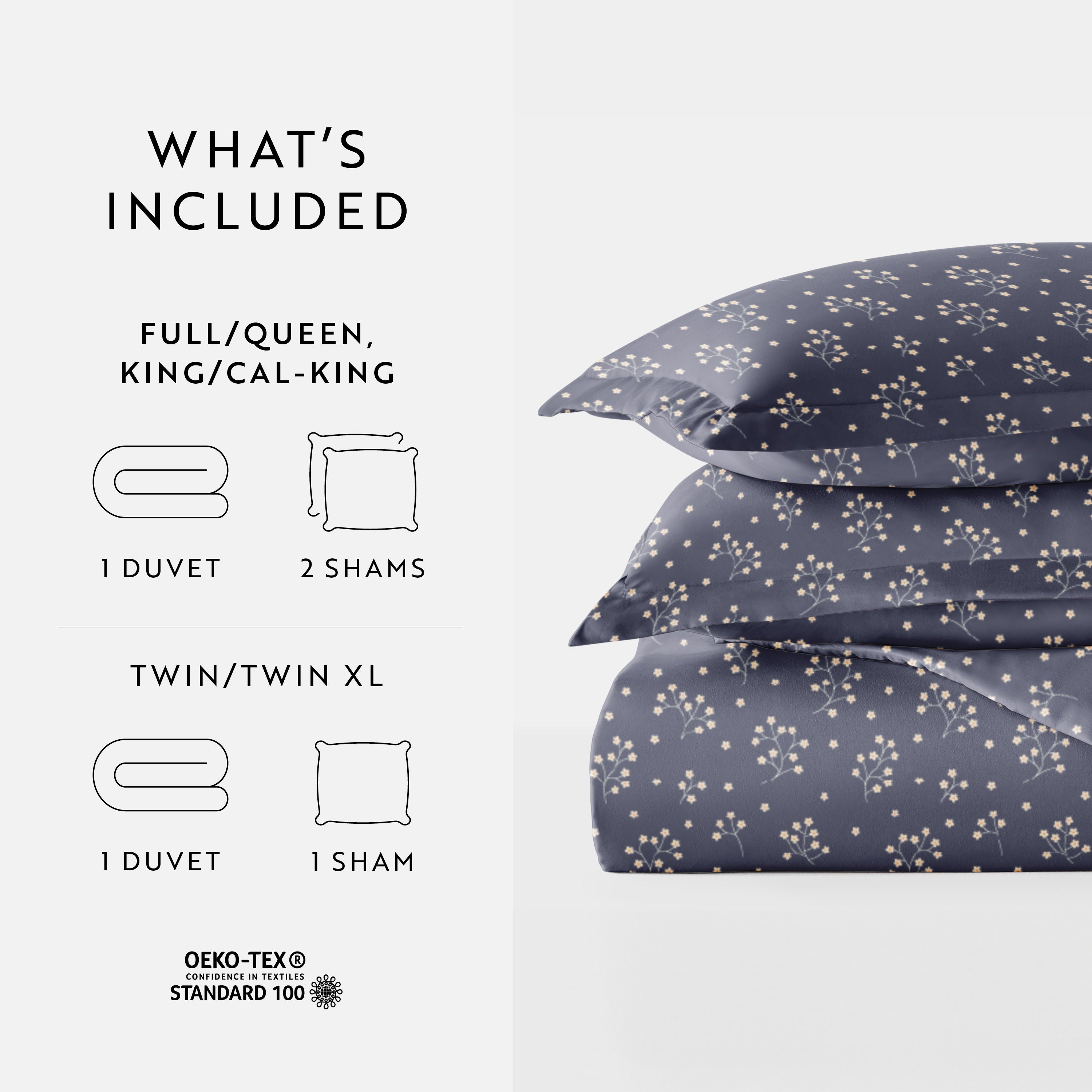 Midnight Blossoms Patterned Duvet Cover Set