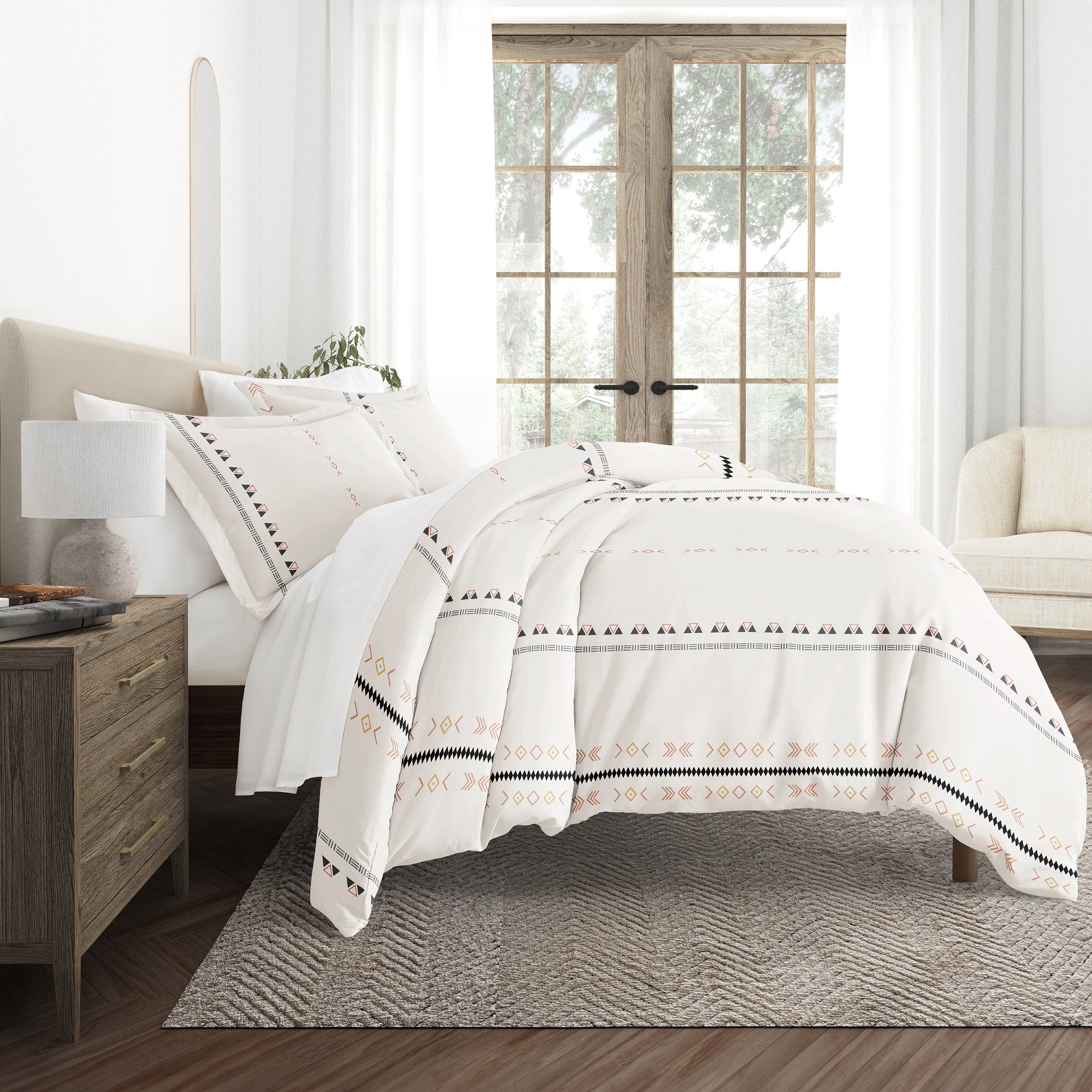 Natural Geo Lines Patterned Duvet Cover Set