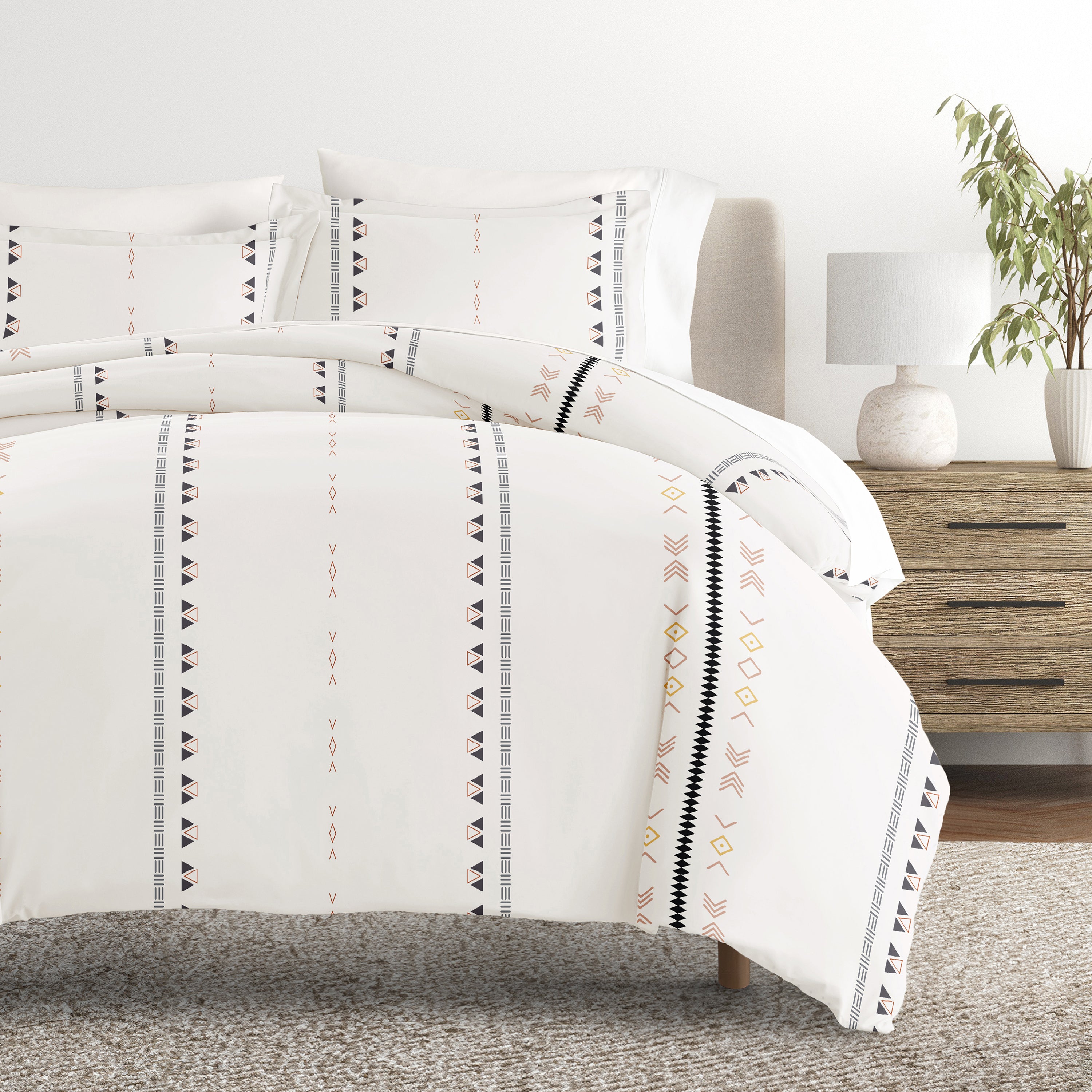Natural Geo Lines Patterned Duvet Cover Set