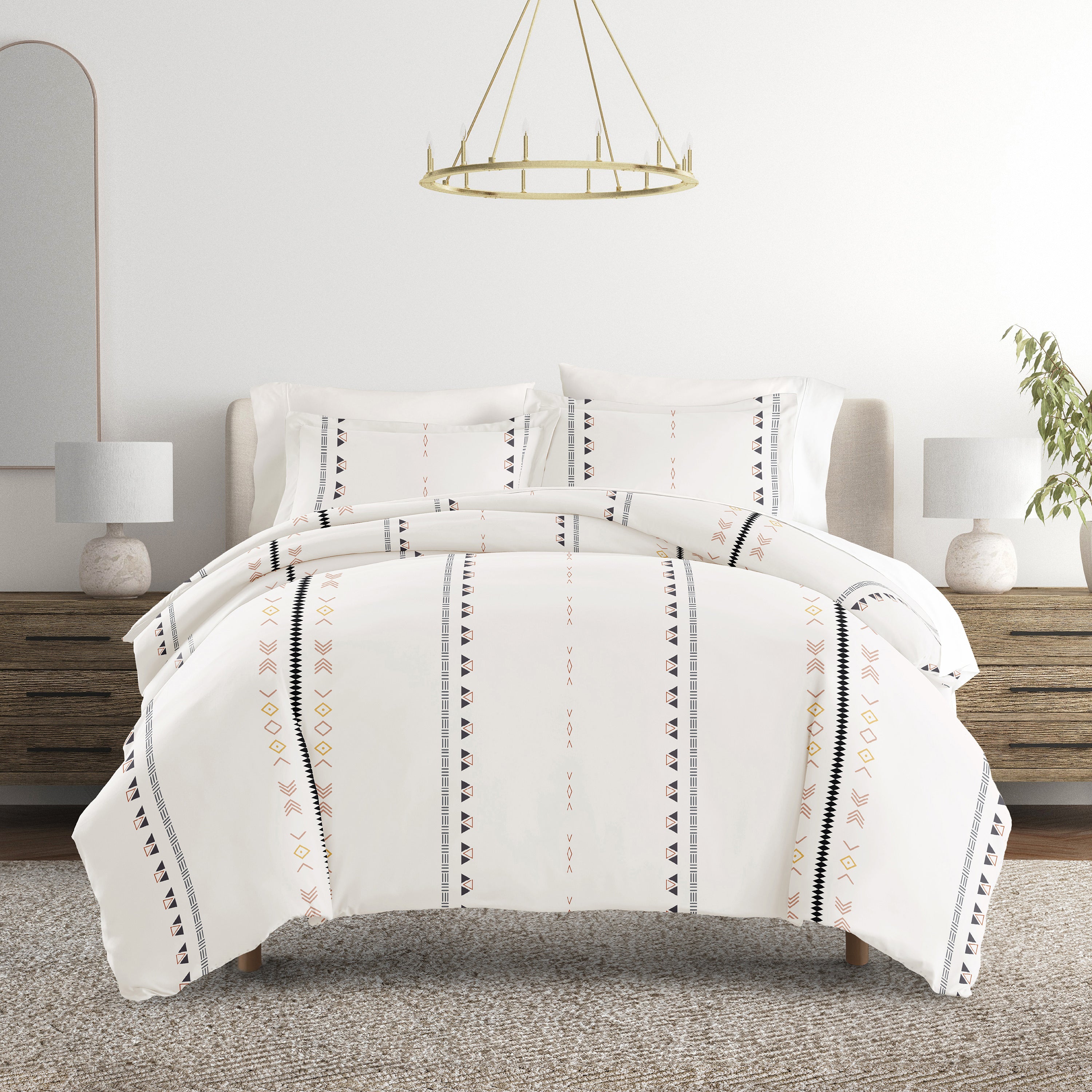 Natural Geo Lines Patterned Duvet Cover Set