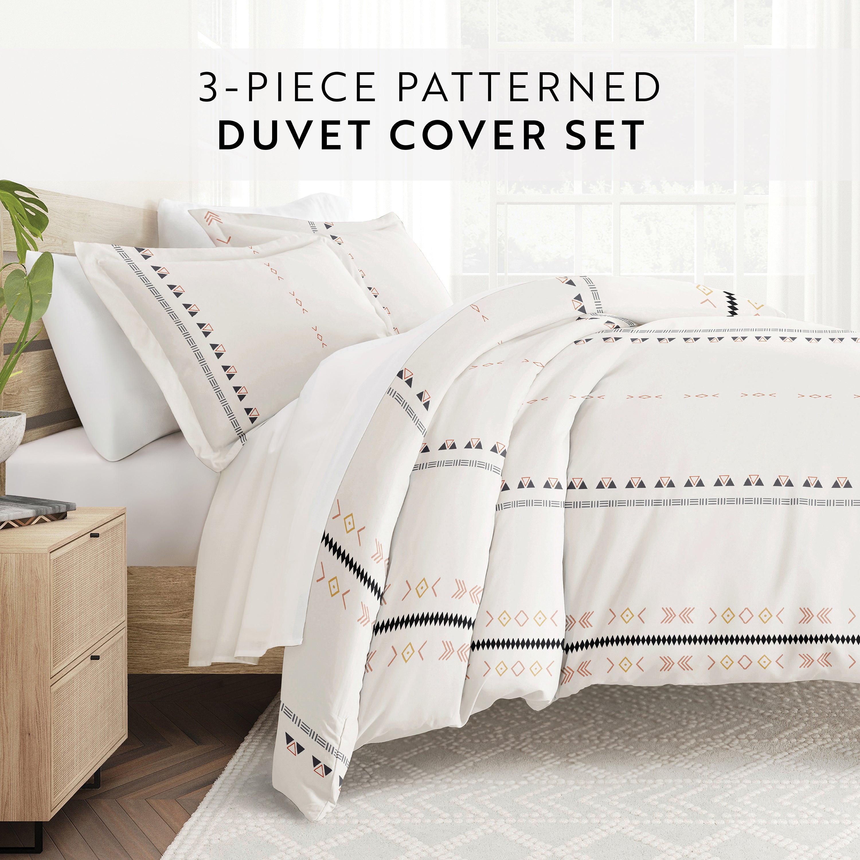 Natural Geo Lines Patterned Duvet Cover Set