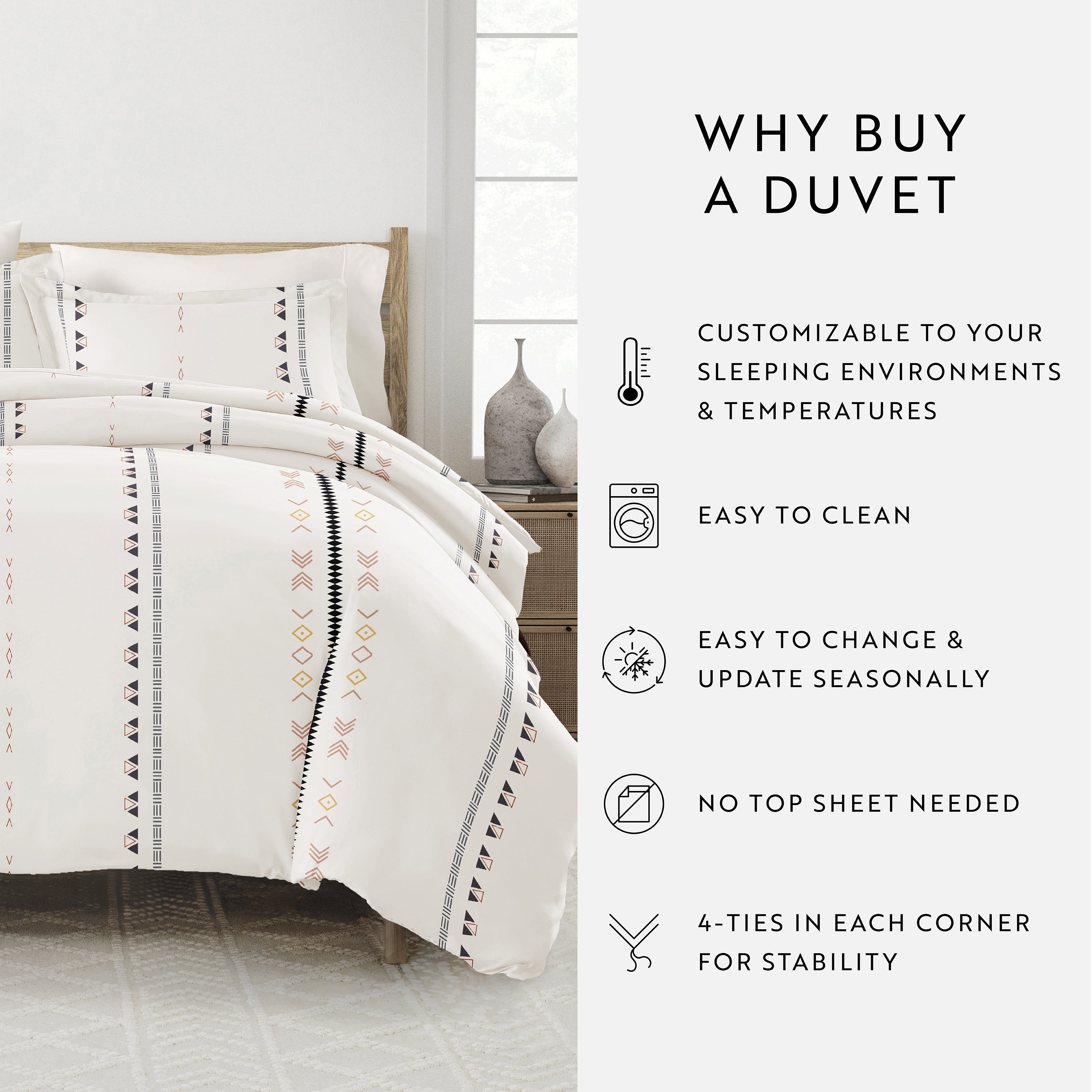 Natural Geo Lines Patterned Duvet Cover Set