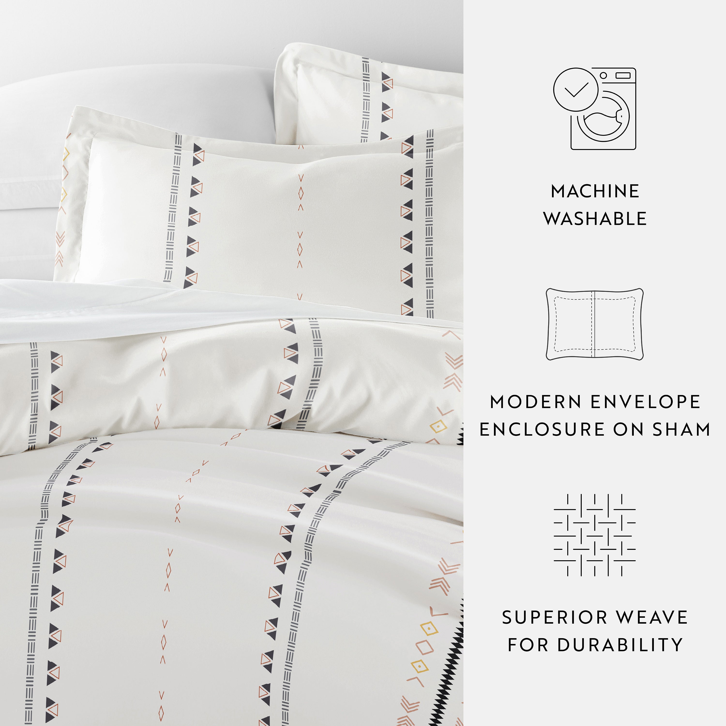 Natural Geo Lines Patterned Duvet Cover Set