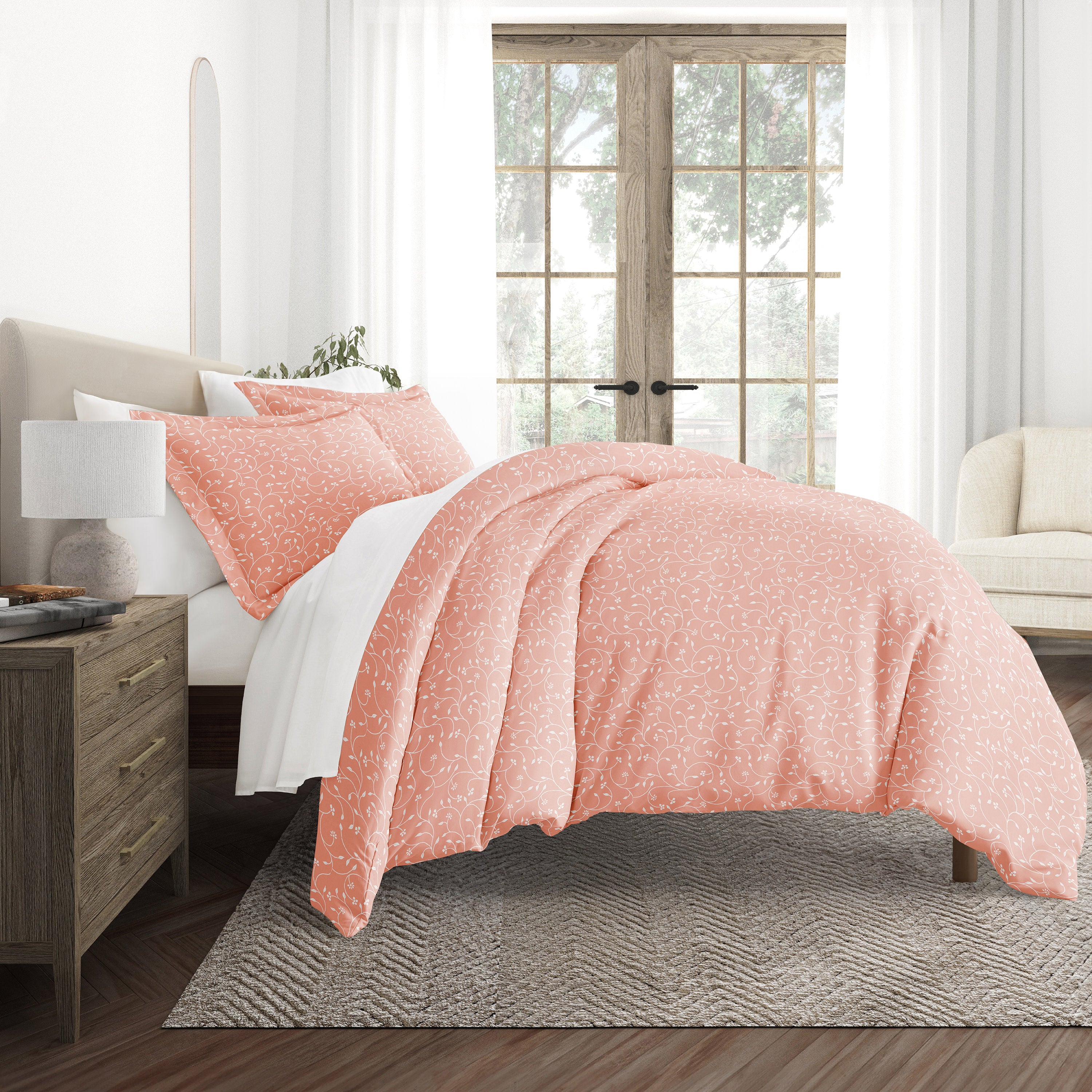Pink Buds Patterned Duvet Cover Set
